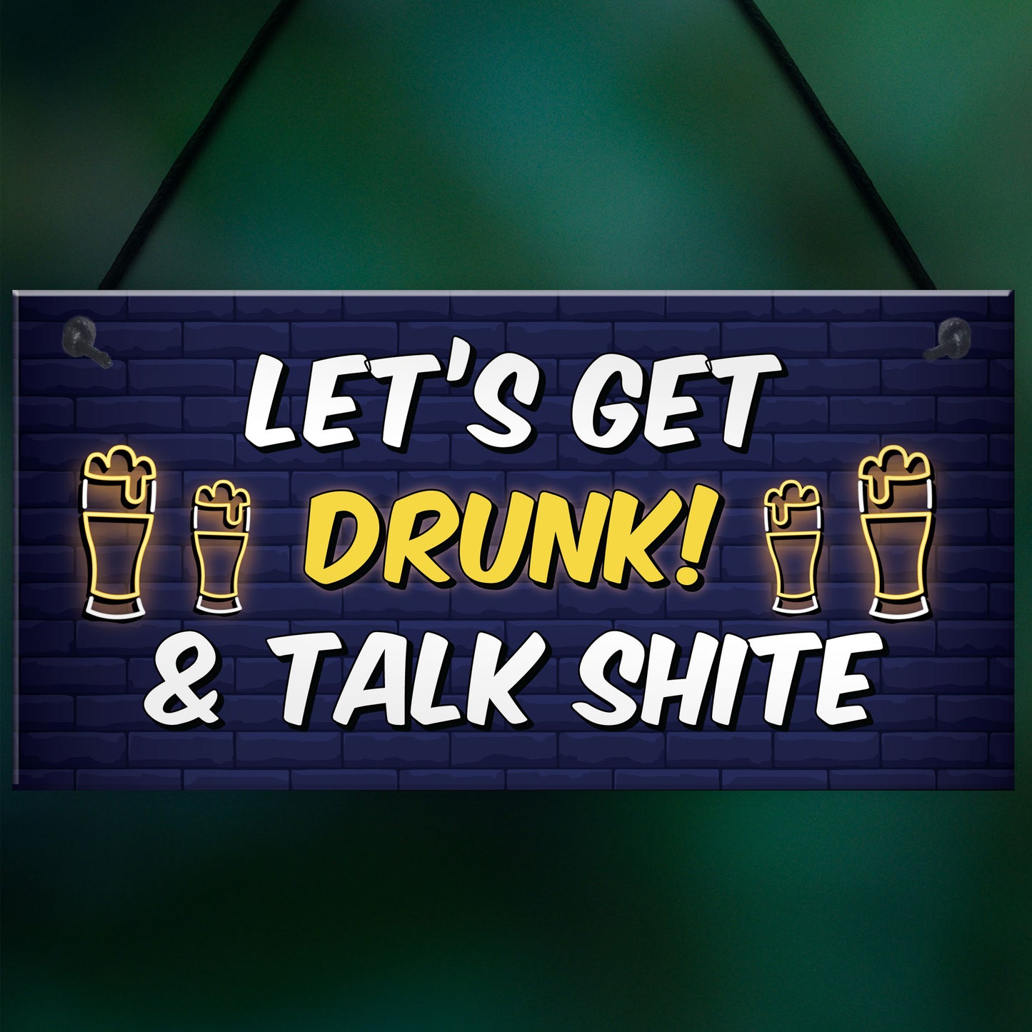 Funny Lets Get Drunk Hanging Home Bar Sign Alcohol Gift Beer