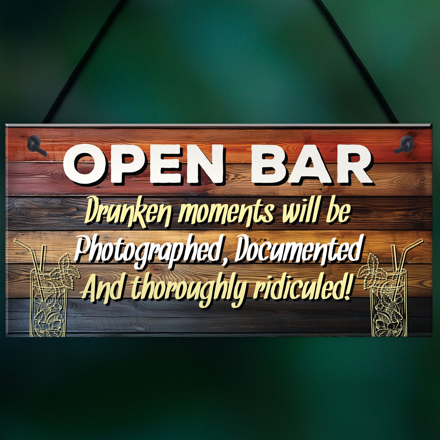 OPEN BAR Sign Novelty Home Bar Sign Pub Man Cave Sign Funny