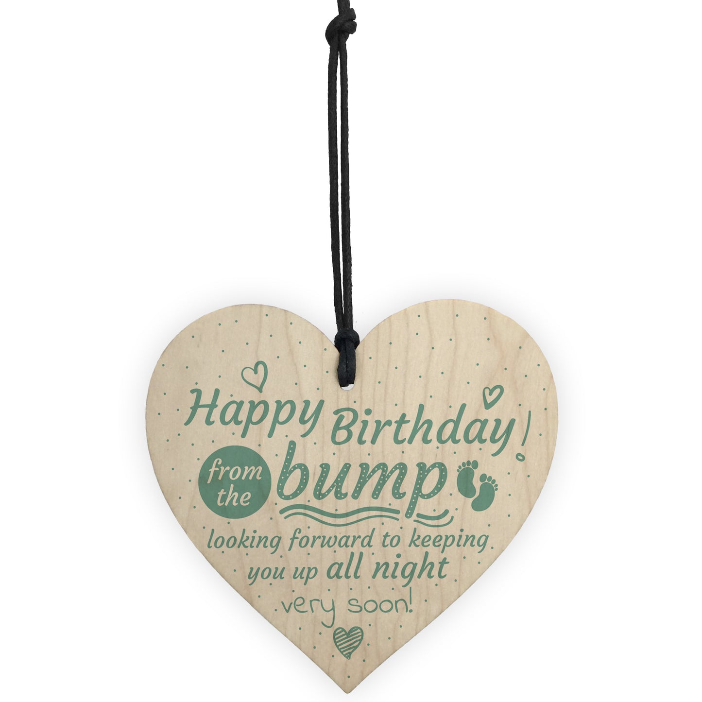 Happy Birthday From Bump Wooden Heart Dad Mum Funny Baby Gift