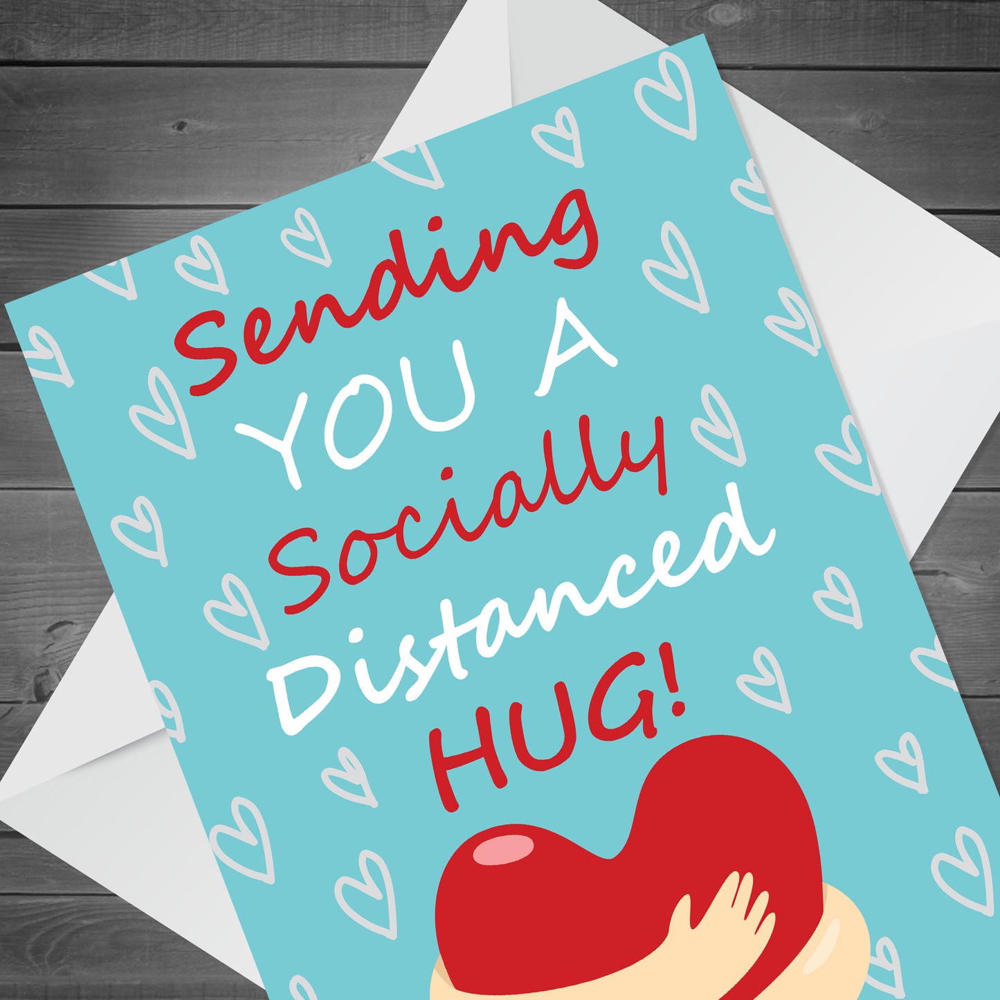 Socially Distanced Hug Card For Best Friend Nan Grandad Lockdown