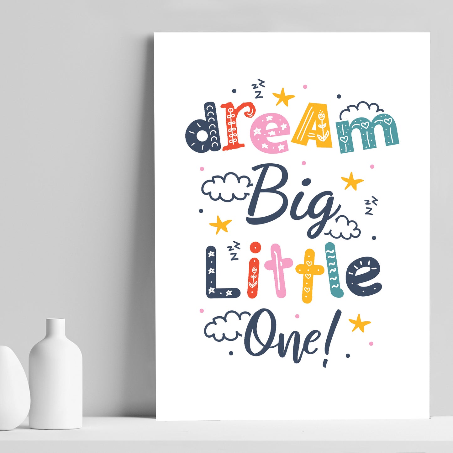 Nursery Print Dream Big Baby Kids Room Pictures Wall Art Decor