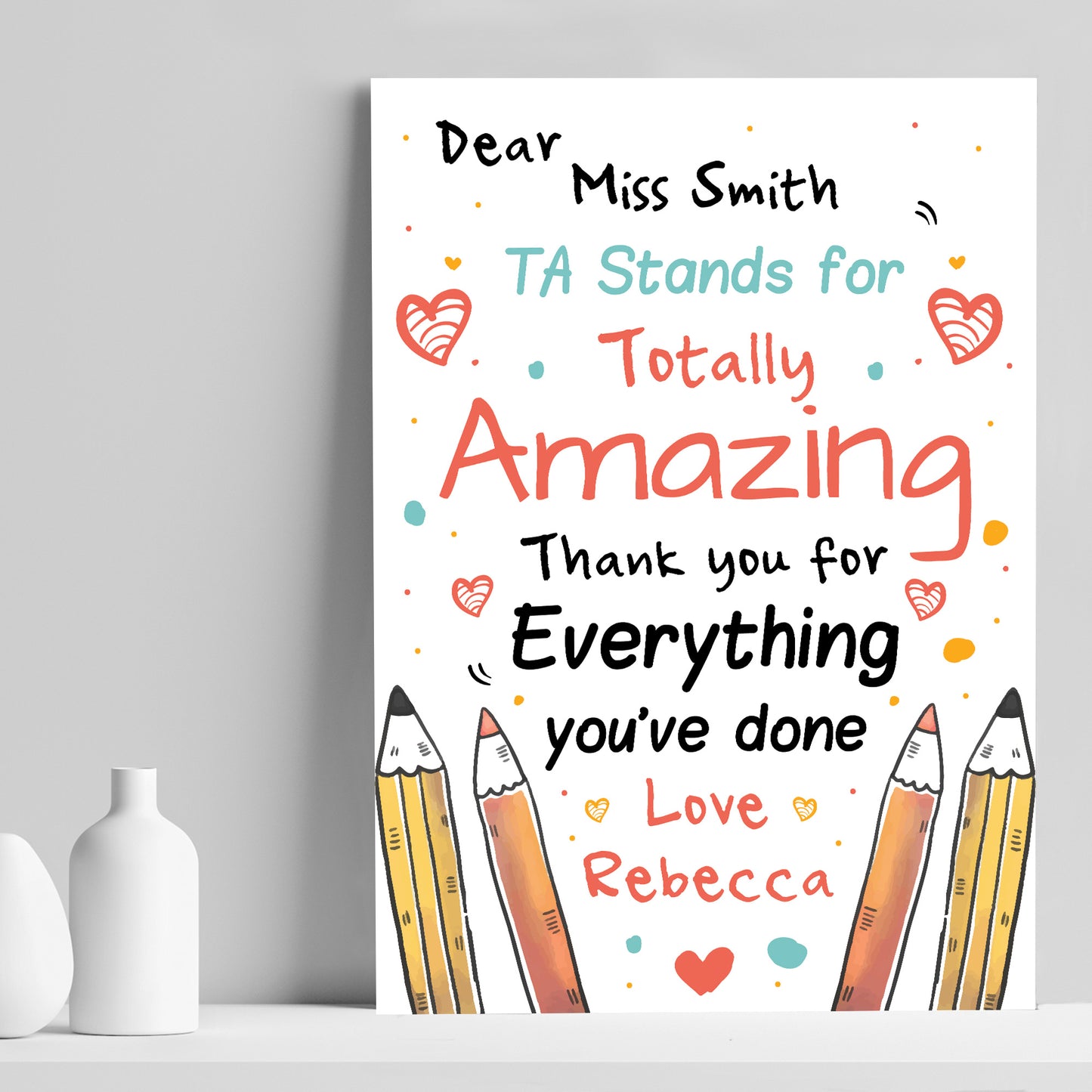Personalised Thank You Gift For Teaching Assistant Print Leaving