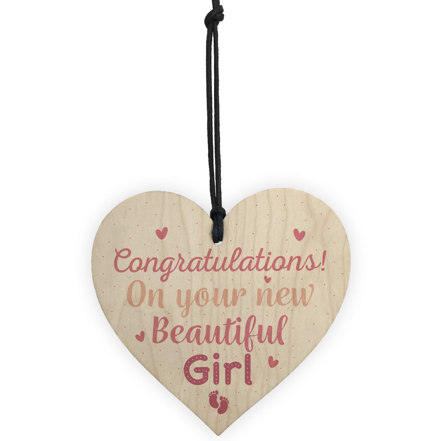 Newborn Baby Girl Gift Present Christening Keepsake Wood Heart