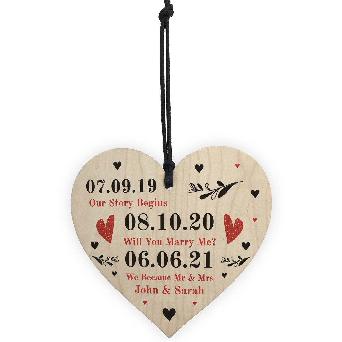 Personalised Anniversary Gift For Husband Wife Wood Heart