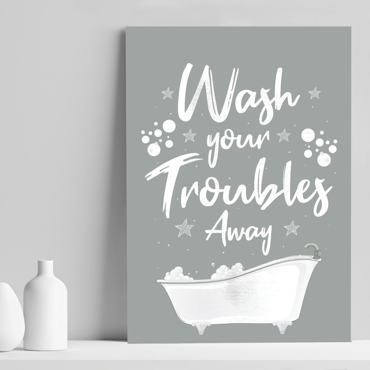Bathroom Print Funny Grey And White Theme Bathroom Wall Art