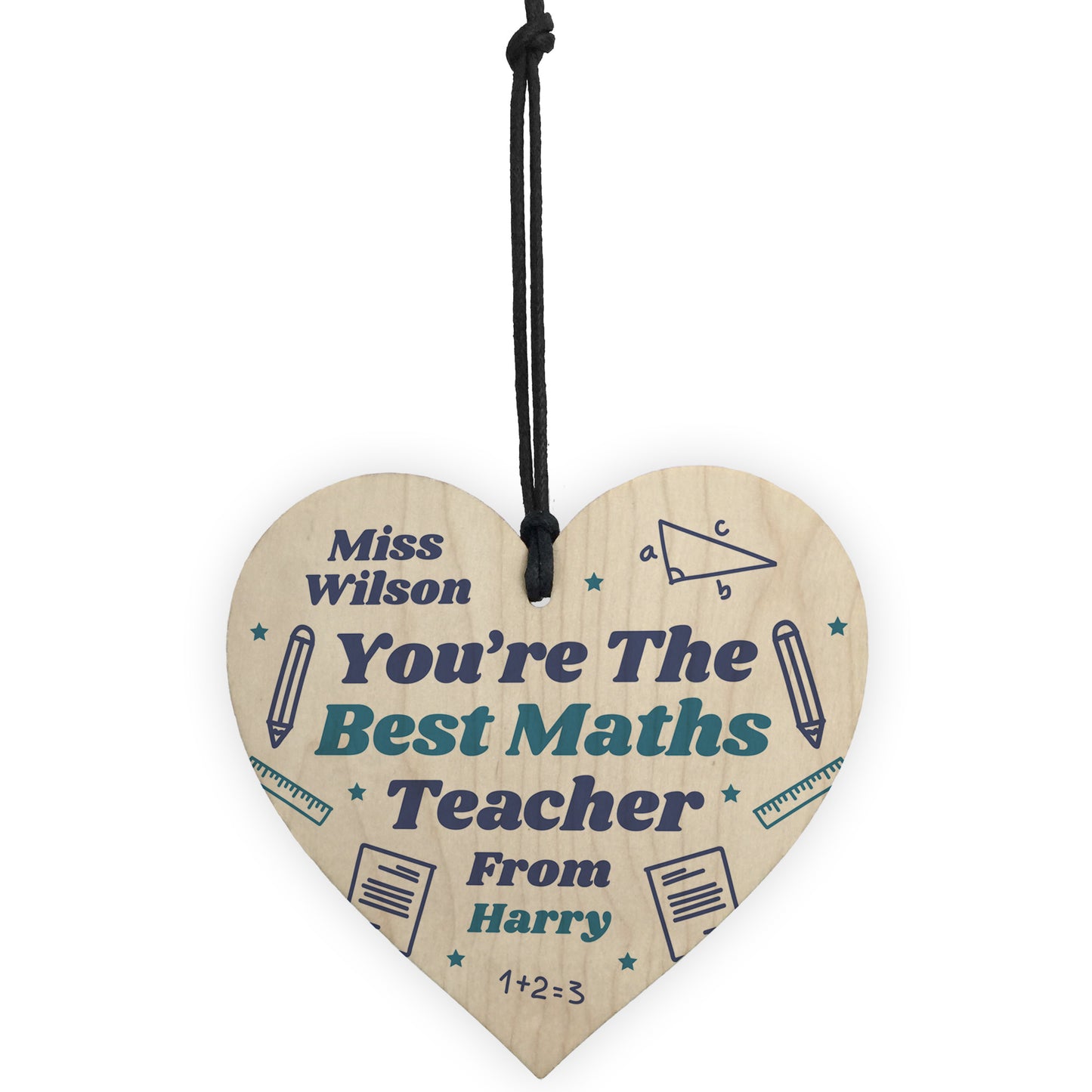 Personalised Teacher Heart Plaque Thank You Gifts Maths Teacher