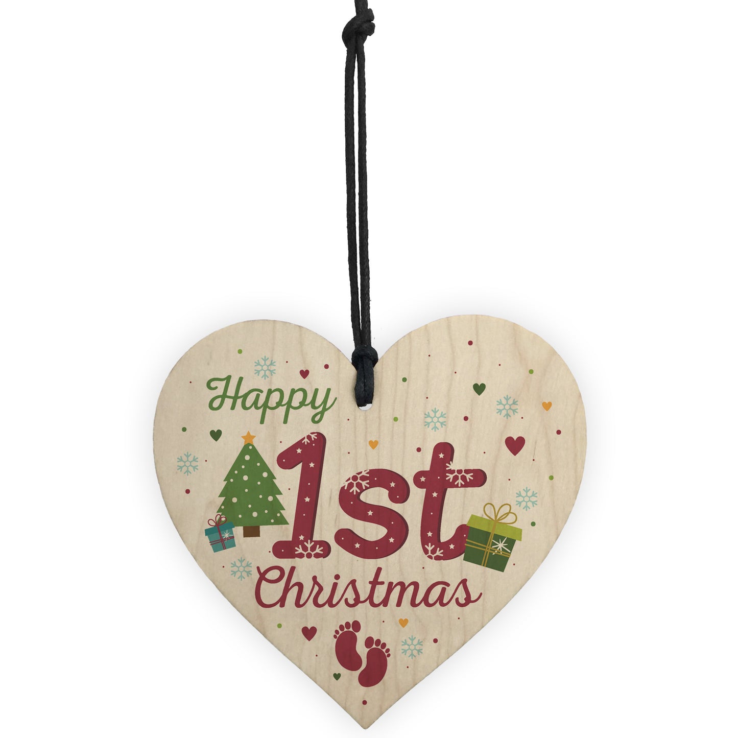 First 1st Christmas Baby Gift Bauble Handmade Wooden Heart Sign