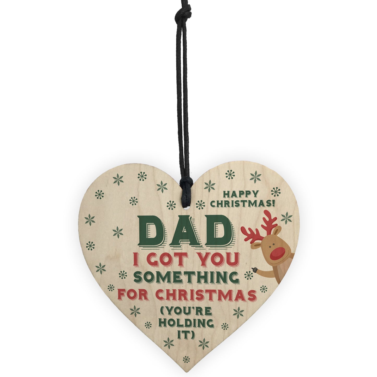 Funny Christmas Gift For Dad Wooden Heart Novelty Joke Gift
