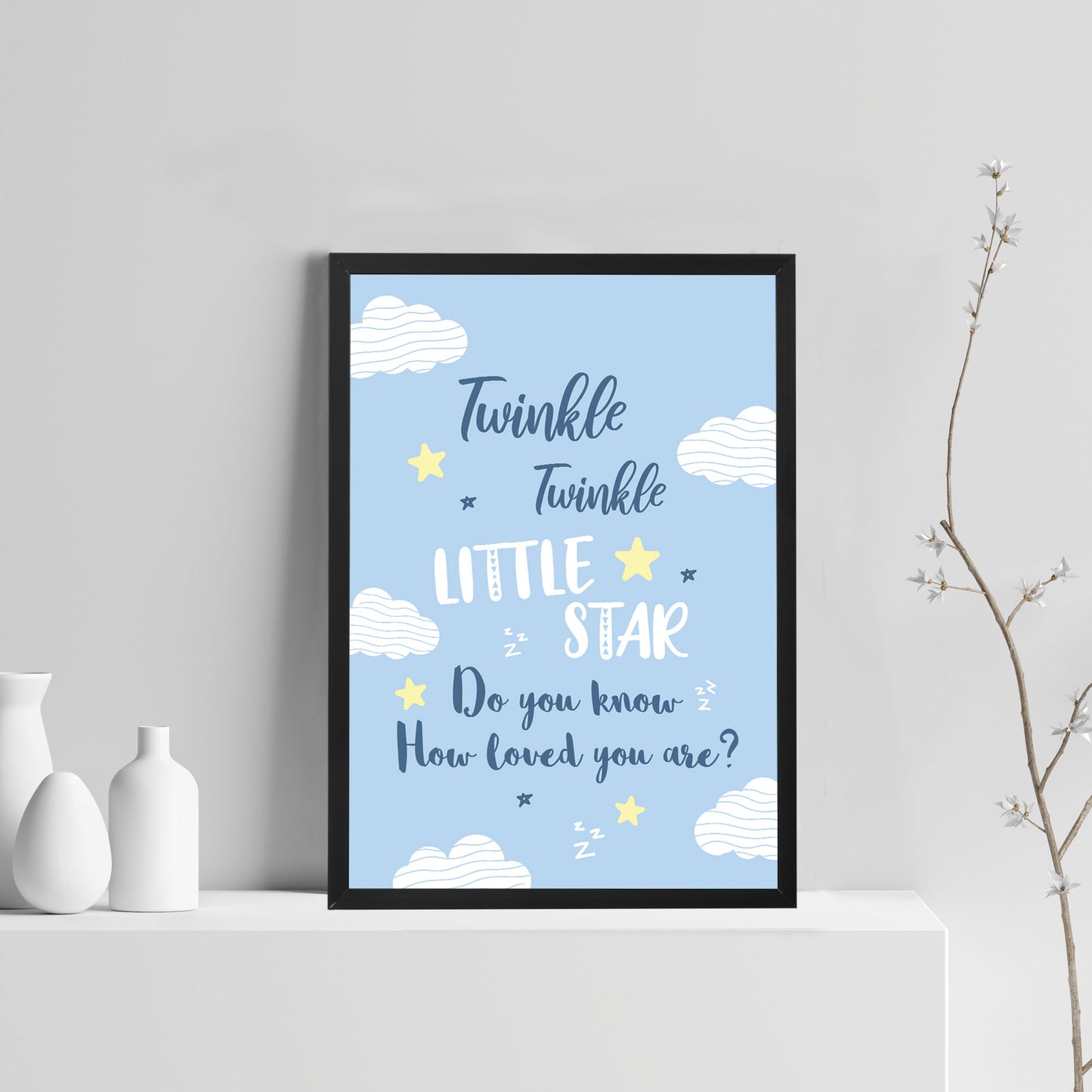 Blue Framed Nursery Prints / Nursery Wall Art For Baby Boy