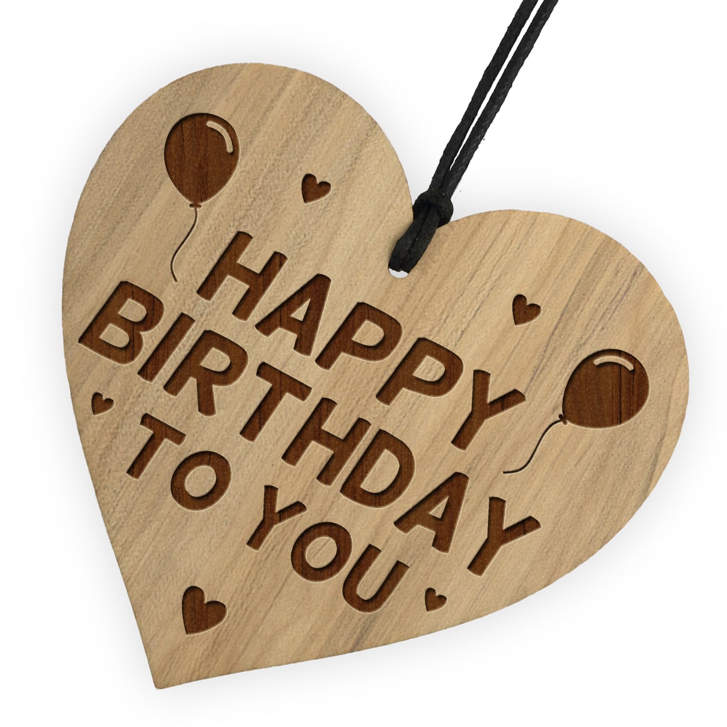 Birthday Gift For Him Her Wood Engraved Heart HAPPY BIRTHDAY