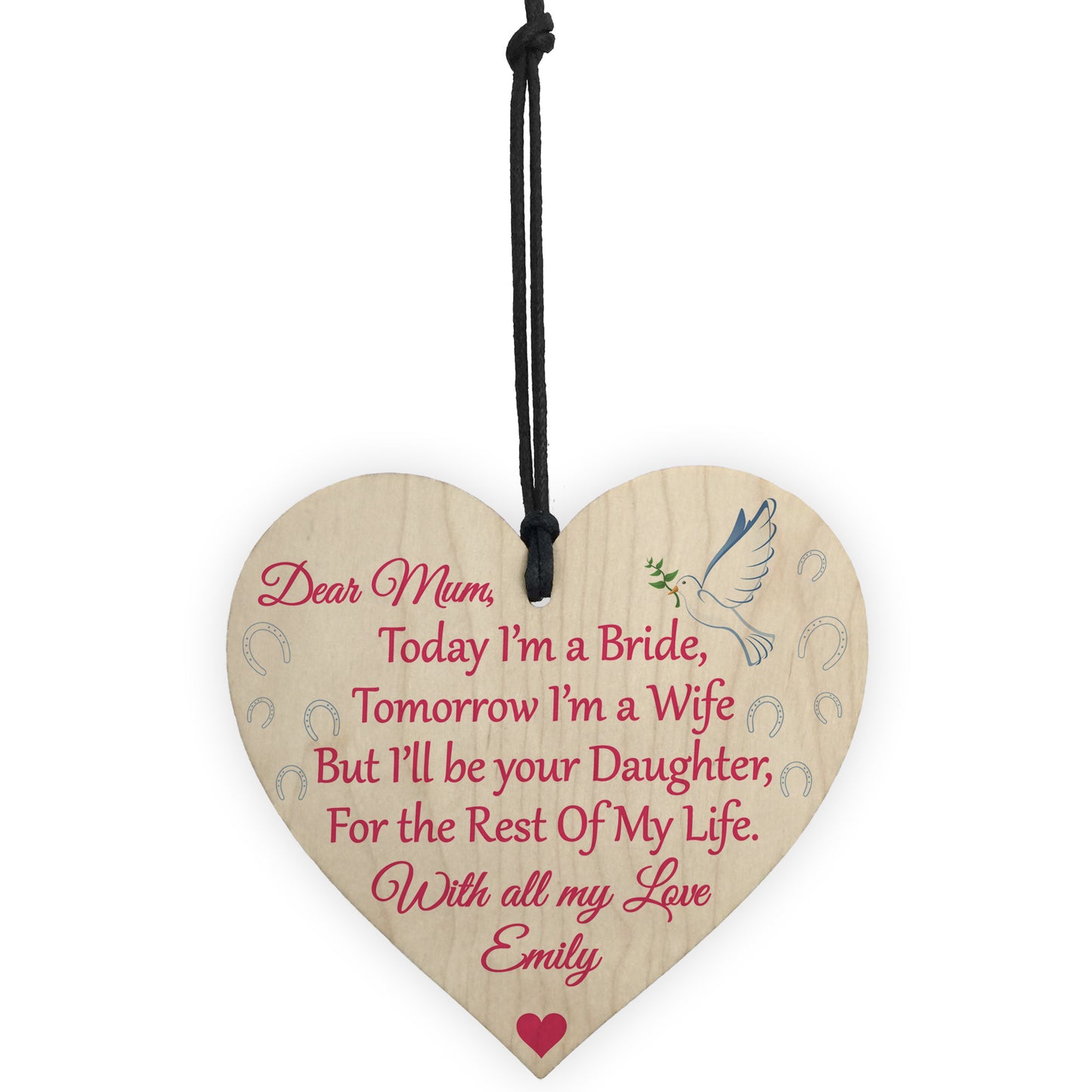Today A Bride Mum Daughter Wedding Keepsake Hanging Plaque