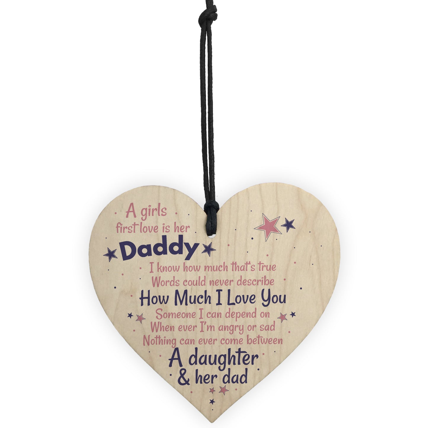 First Love Daddy Fathers Day Dad Gift From Daughter Wood Heart