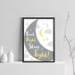 Grey Yellow Nursery Framed Prints / Wall Art For Baby Room Decor