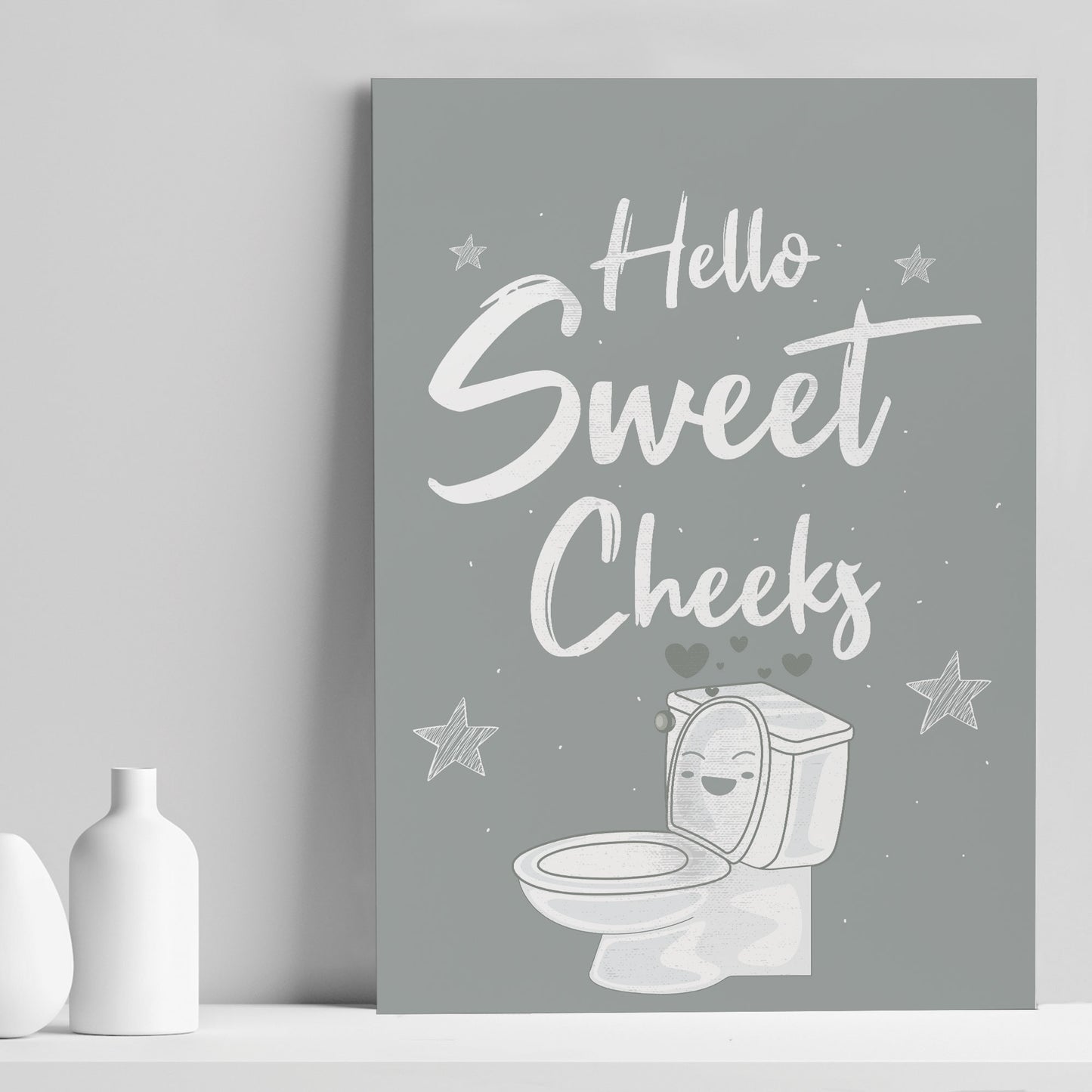 Funny Bathroom Print Hello Sweet Cheeks Toilet Loo Sign Wall Art