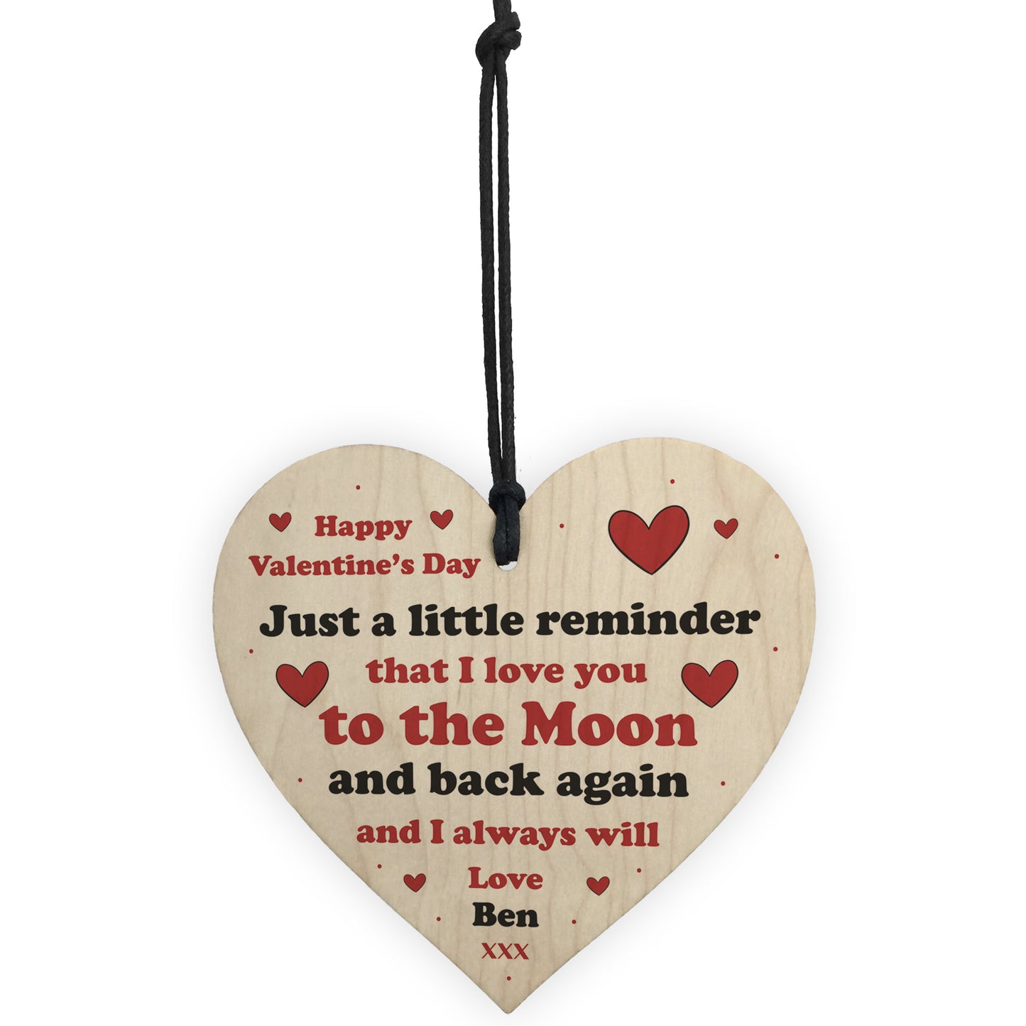 Personalised Valentines Day Gift For Girlfriend Wife Wood Heart