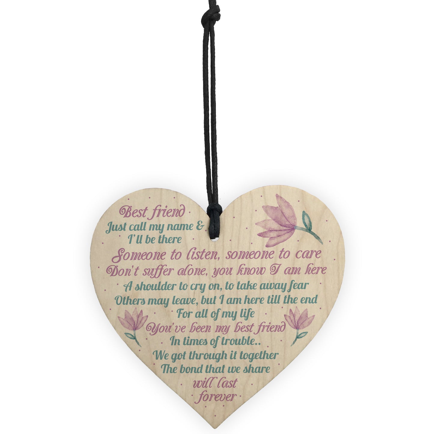 Inspirational Friendship Gift Wooden Heart Plaque Thank You Gift