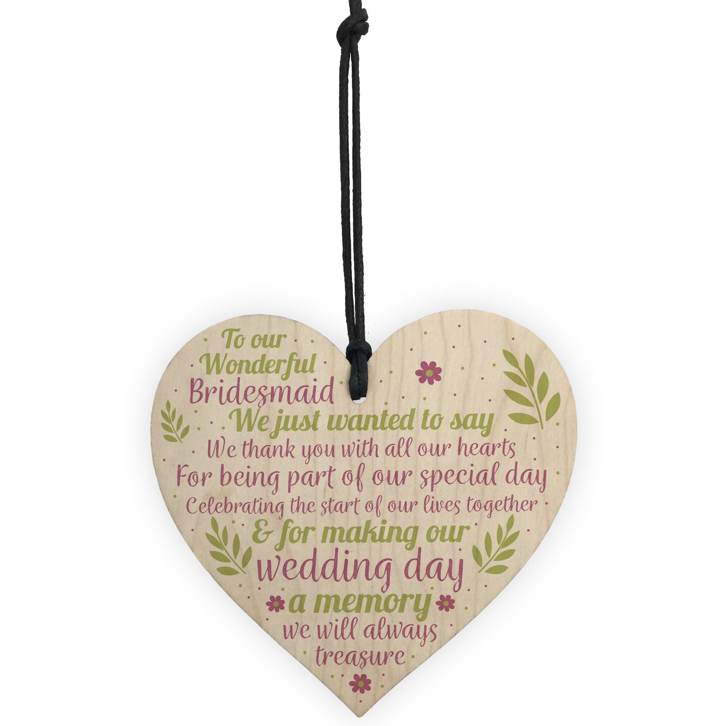 Wedding Heart Thank You Gift Bridesmaid Flower Girl Keepsakes