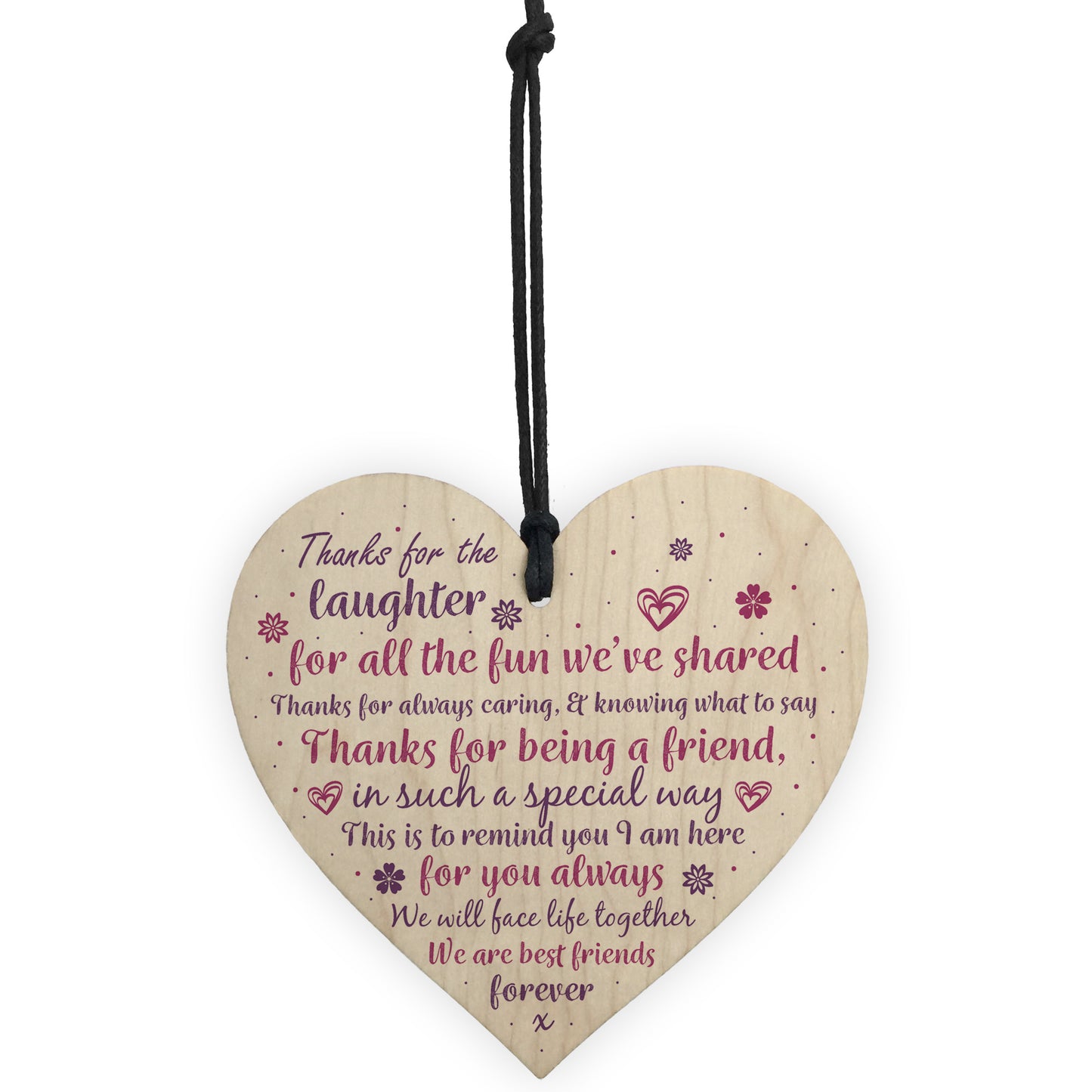 Best Friend Friendship Sign Wooden Hanging Heart Plaque Birthday