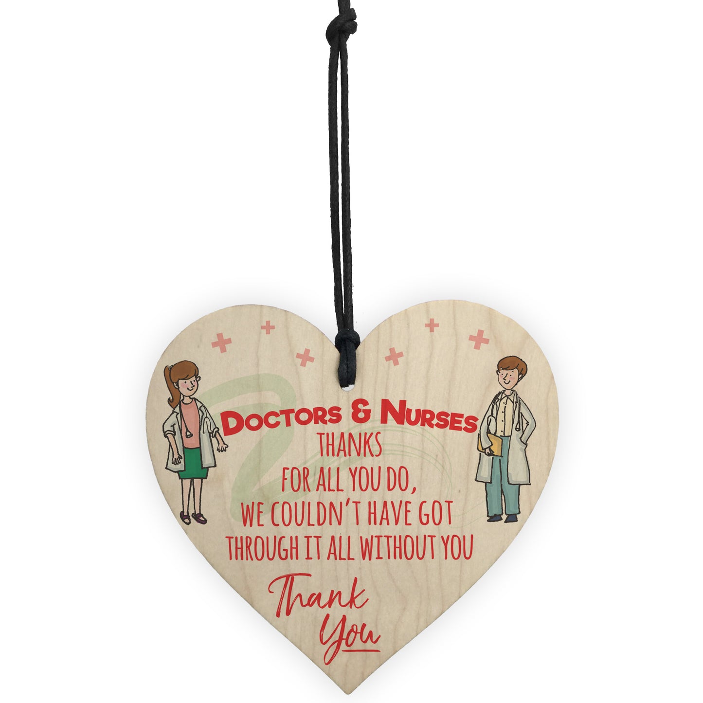 Doctors And Nurses Thank You Wooden Hanging Heart Gift Sign