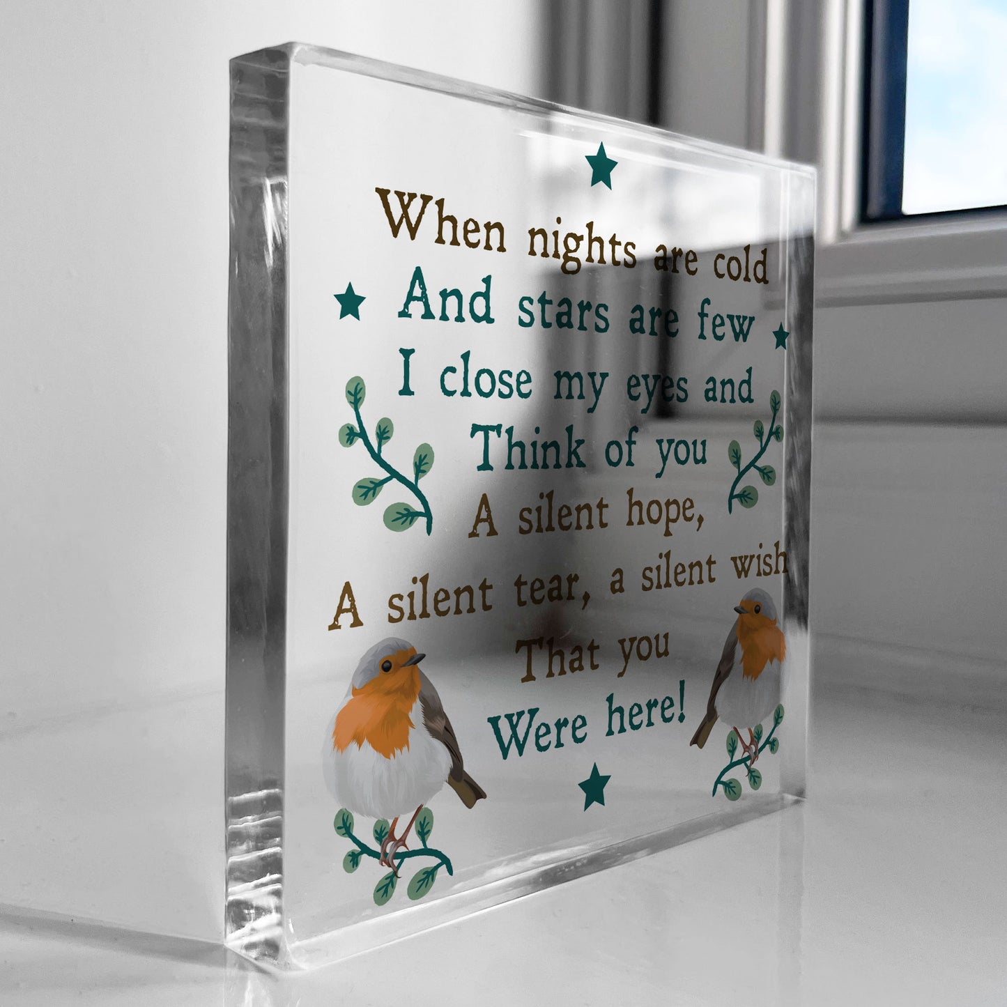 Robin Christmas Memorial Plaque For Mum Nan Dad Grandad