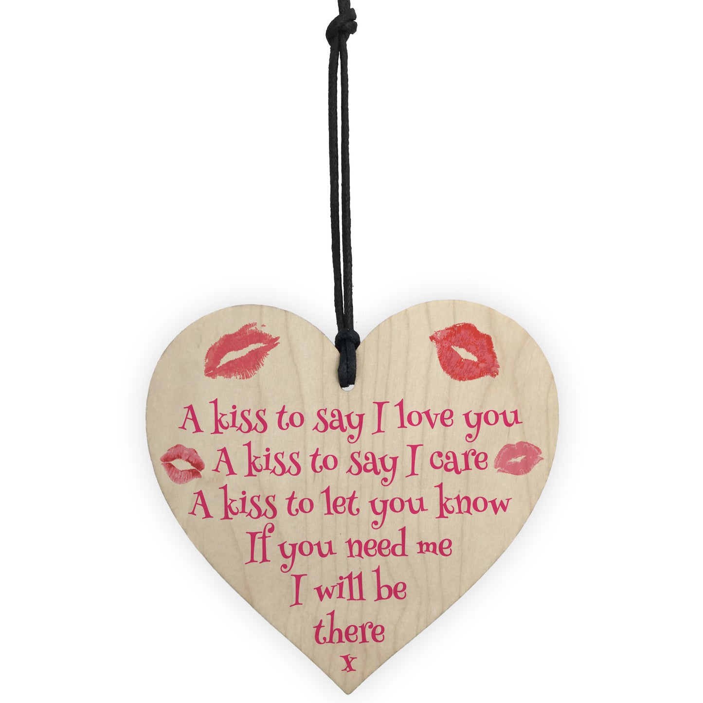 A Kiss To Say I Love You Wooden Heart Hanging Sign Gift Wedding