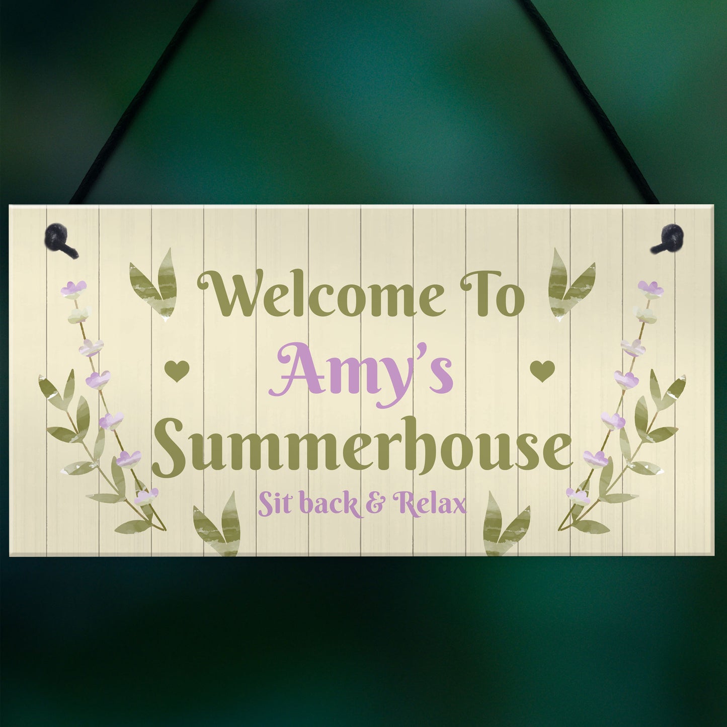 Summerhouse Decor Sign Personalised Hanging Wall Sign For Garden