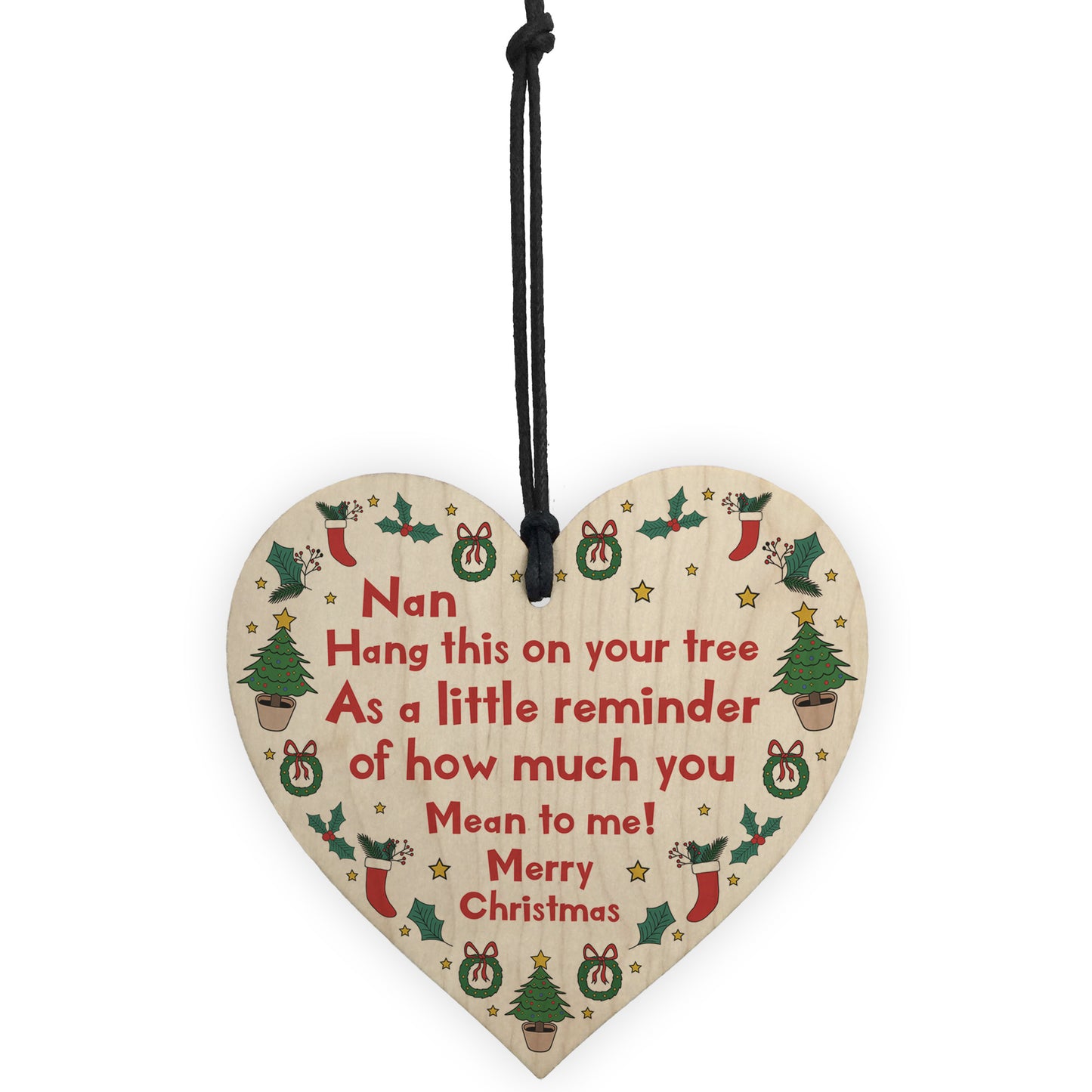 Christmas Tree Decoration For Nan Novelty Wooden Bauble Gifts