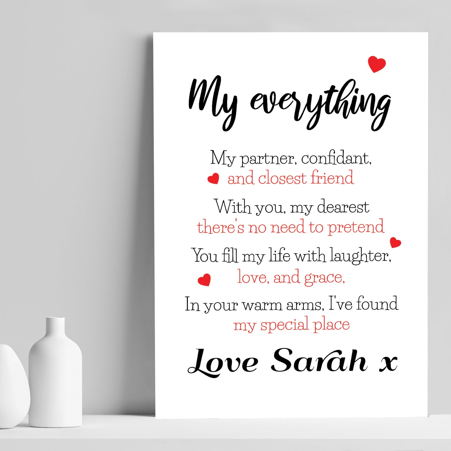 Personalised Valentines Gift For Couples Poem Gift For Him Her