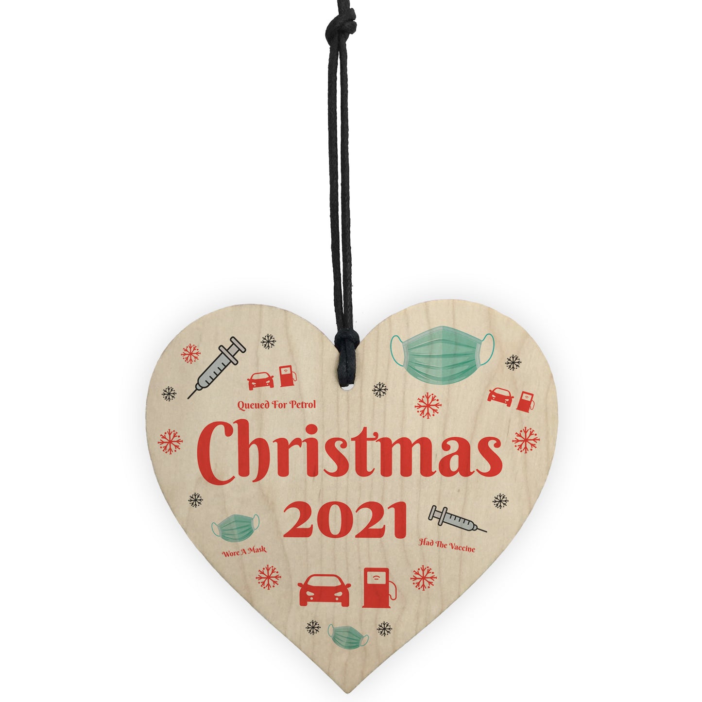 Christmas 2021 Bauble Tree Decoration Wooden Heart Xmas Tree