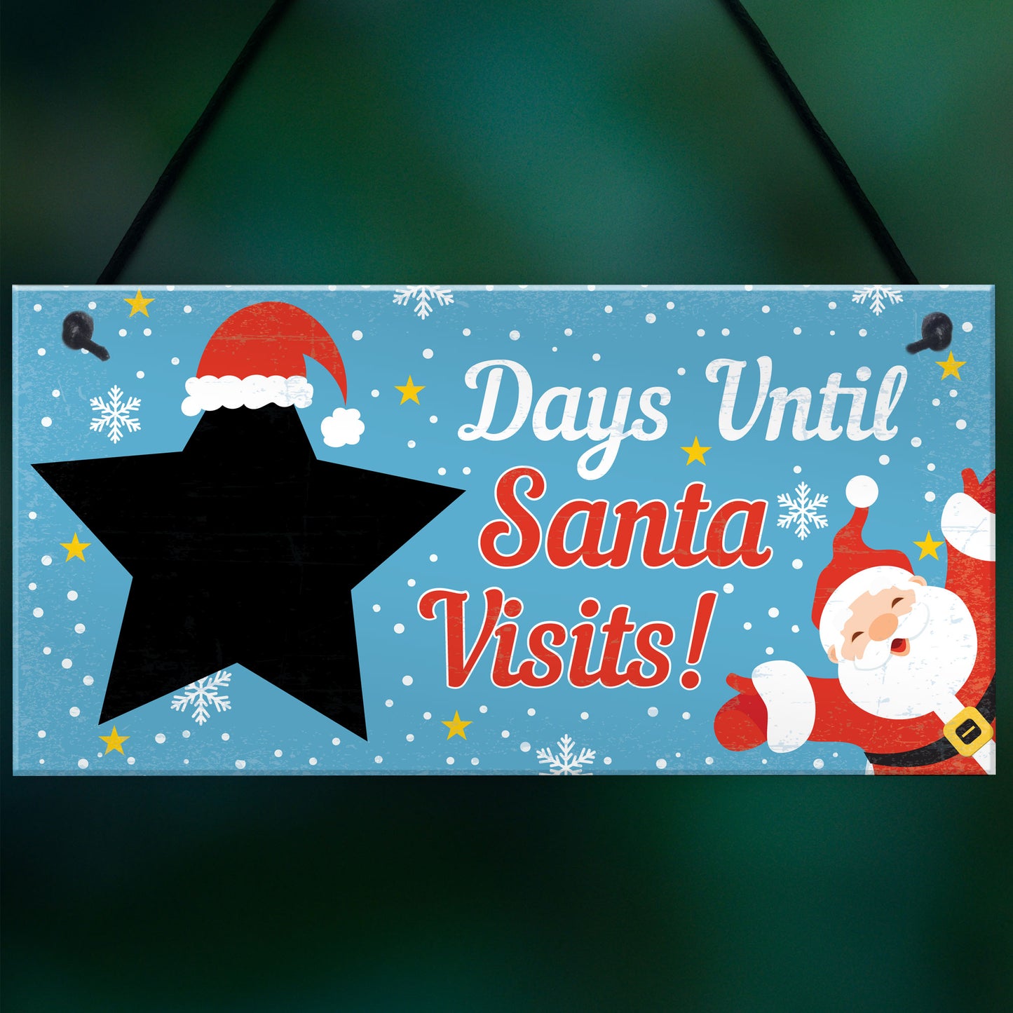 CHALKBOARD Christmas Santa Countdown Family Wall Sign Advent