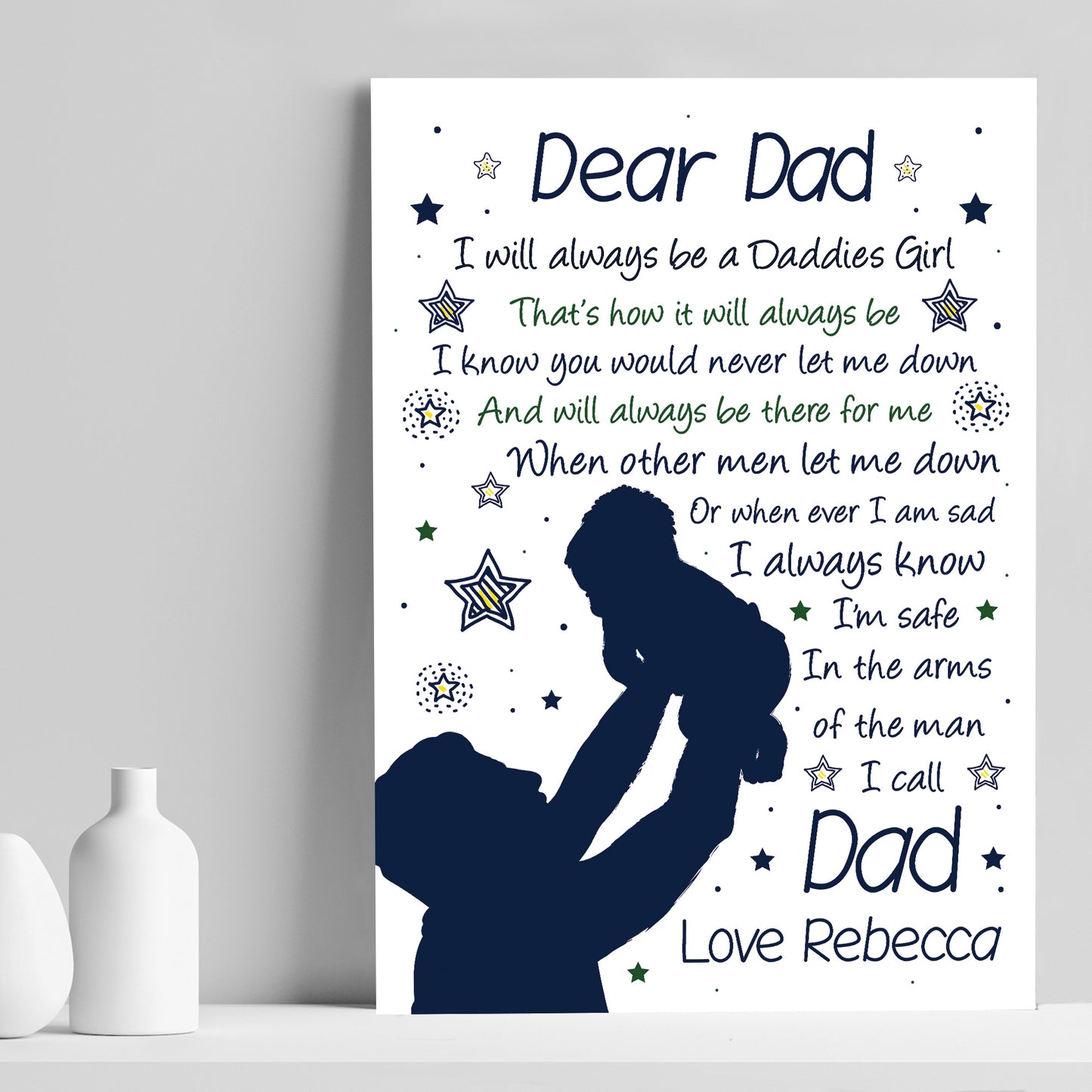 Dad Gift Personalised Daddy Daughter Gift Daddies Girl Birthday