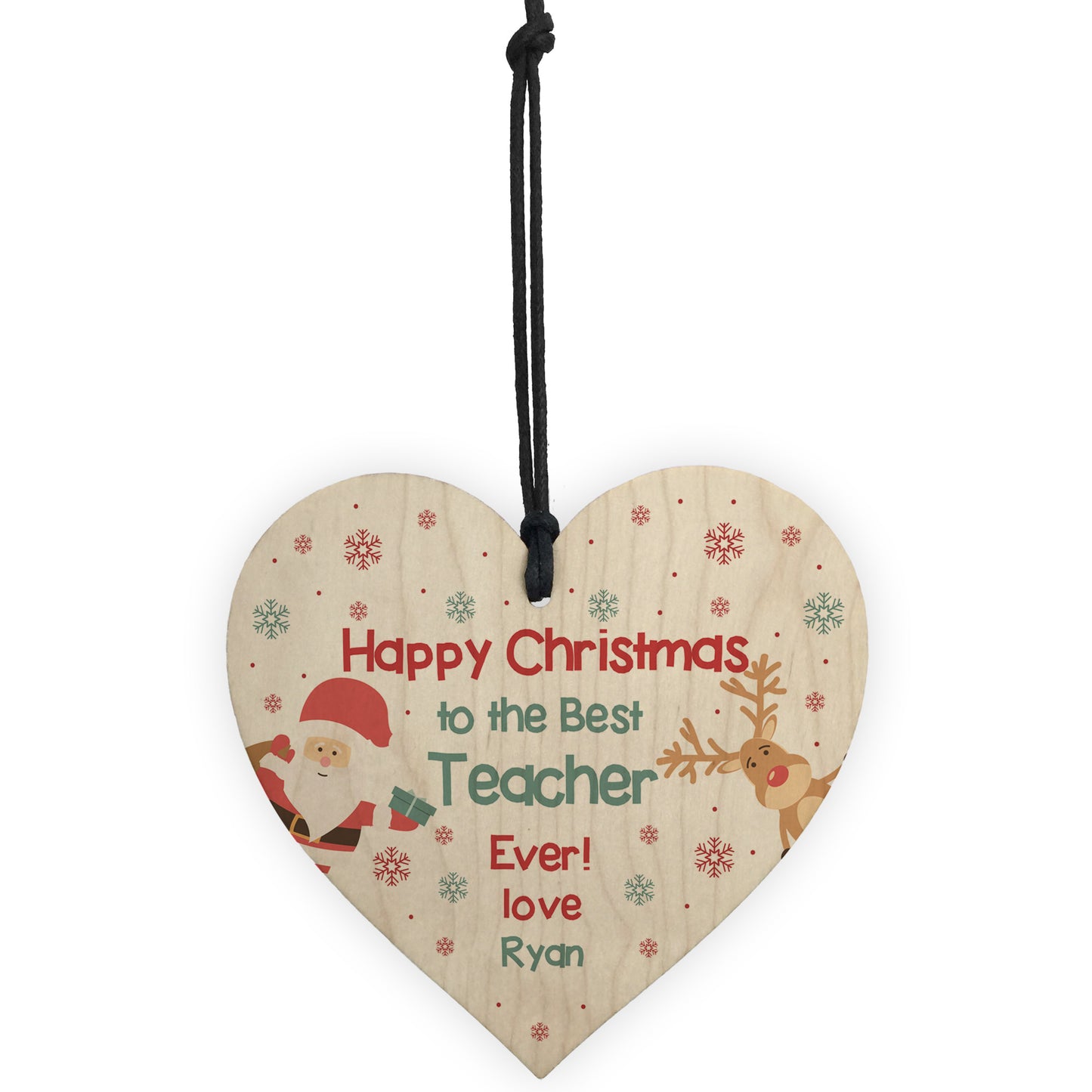 Happy Christmas Gift For Teacher Teaching Assistant Wood Heart