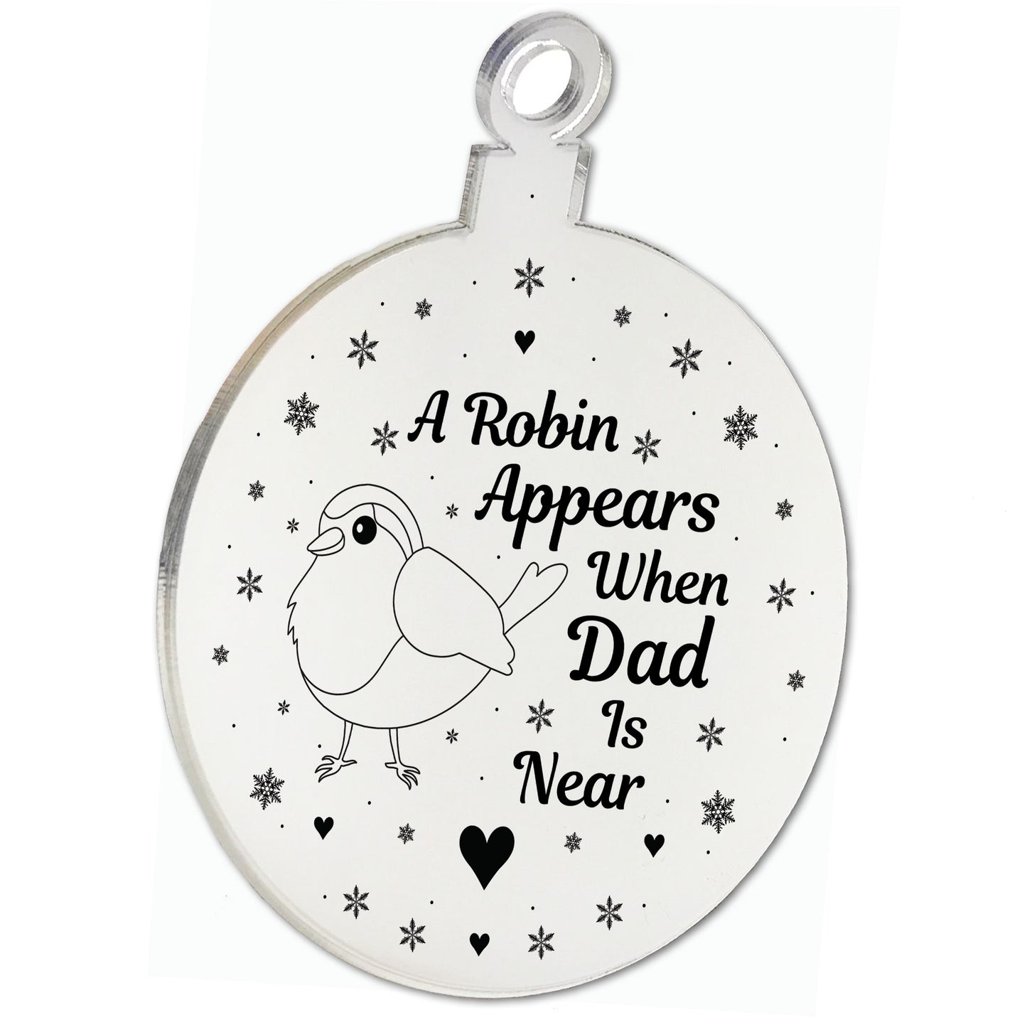 Robin Red Breast Memorial Acrylic Tree Decoration Dad Memorial