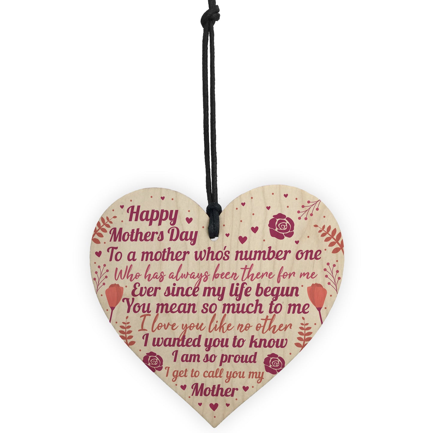 Mothers Day Gift For Mum Wood Heart Keepsake Love Thank You