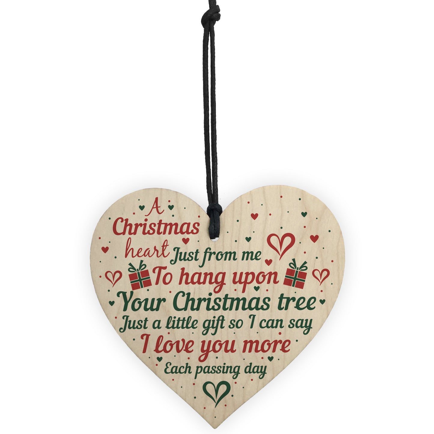 Gift For Mum Dad Nan Wife Christmas Tree Bauble Wood Heart Xmas