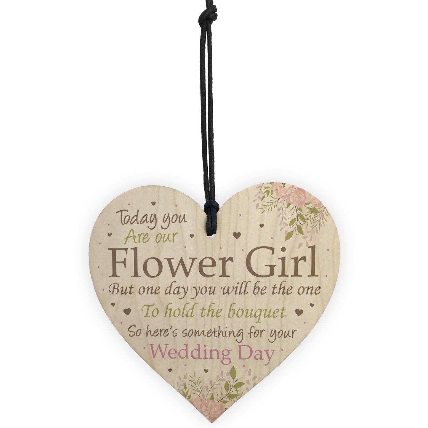 Flower Girl Wedding Gift Thank You Wooden Heart Bouquet Decor