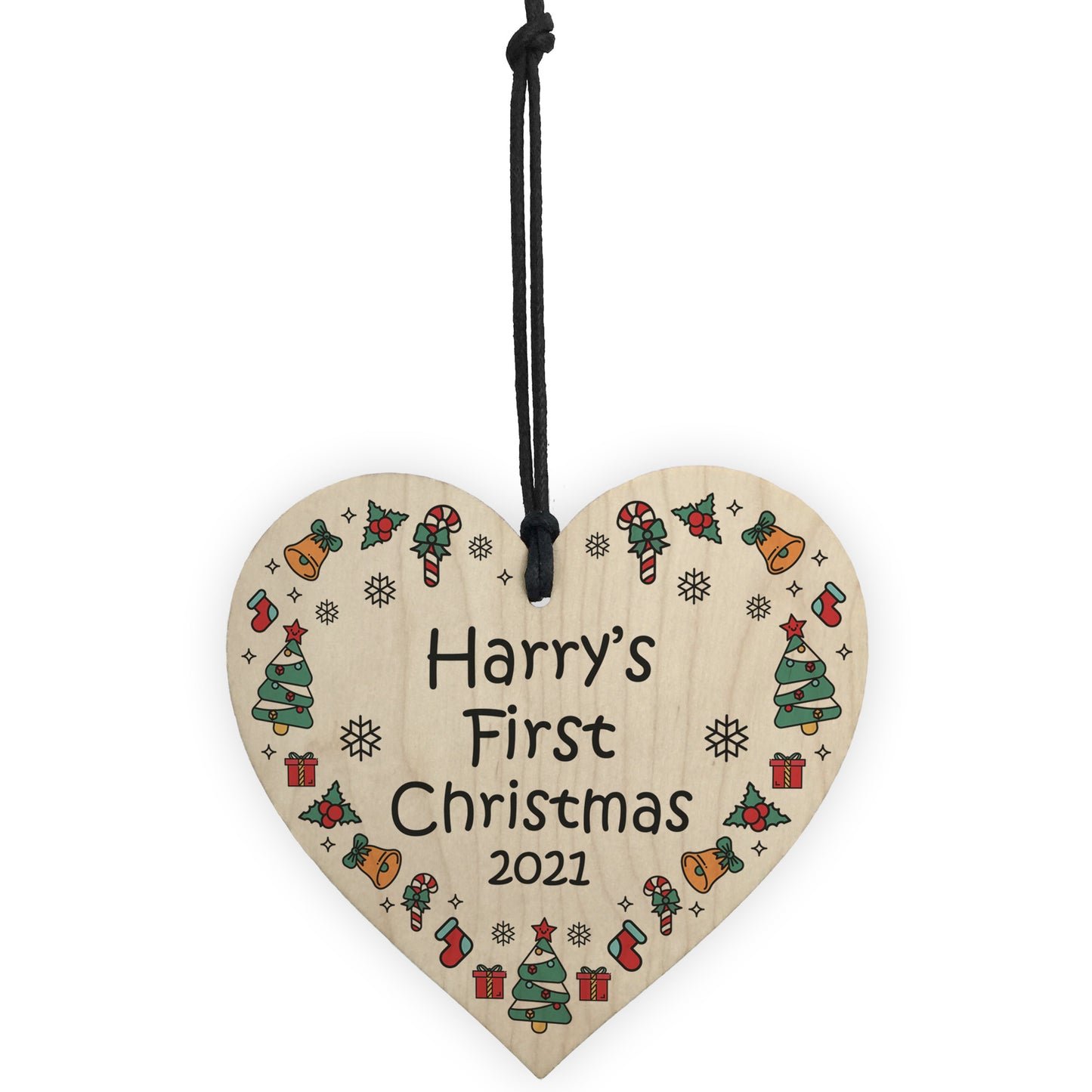 Baby's 1st Christmas Bauble Personalised Heart Xmas Tree Decor