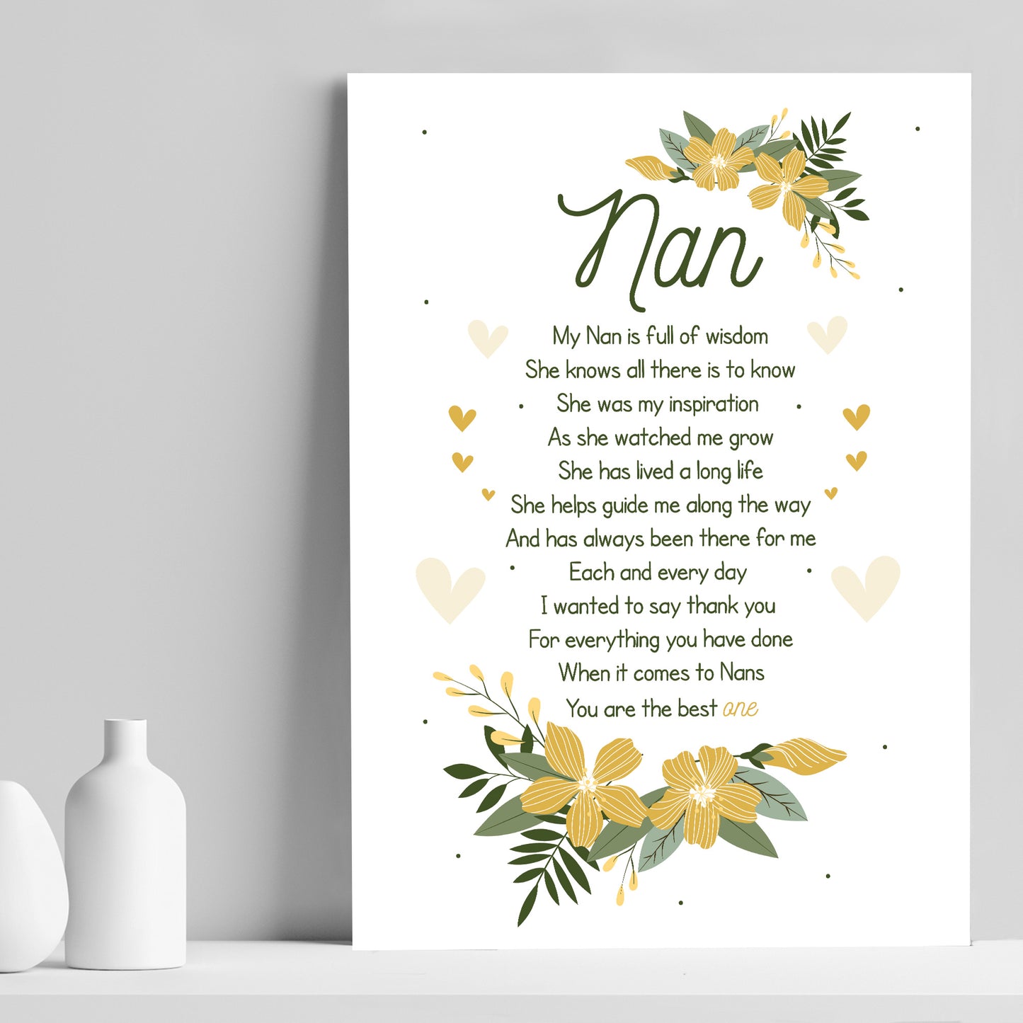 Nan Poem Print Nan Birthday Christmas Gift Framed Print Nan Gift