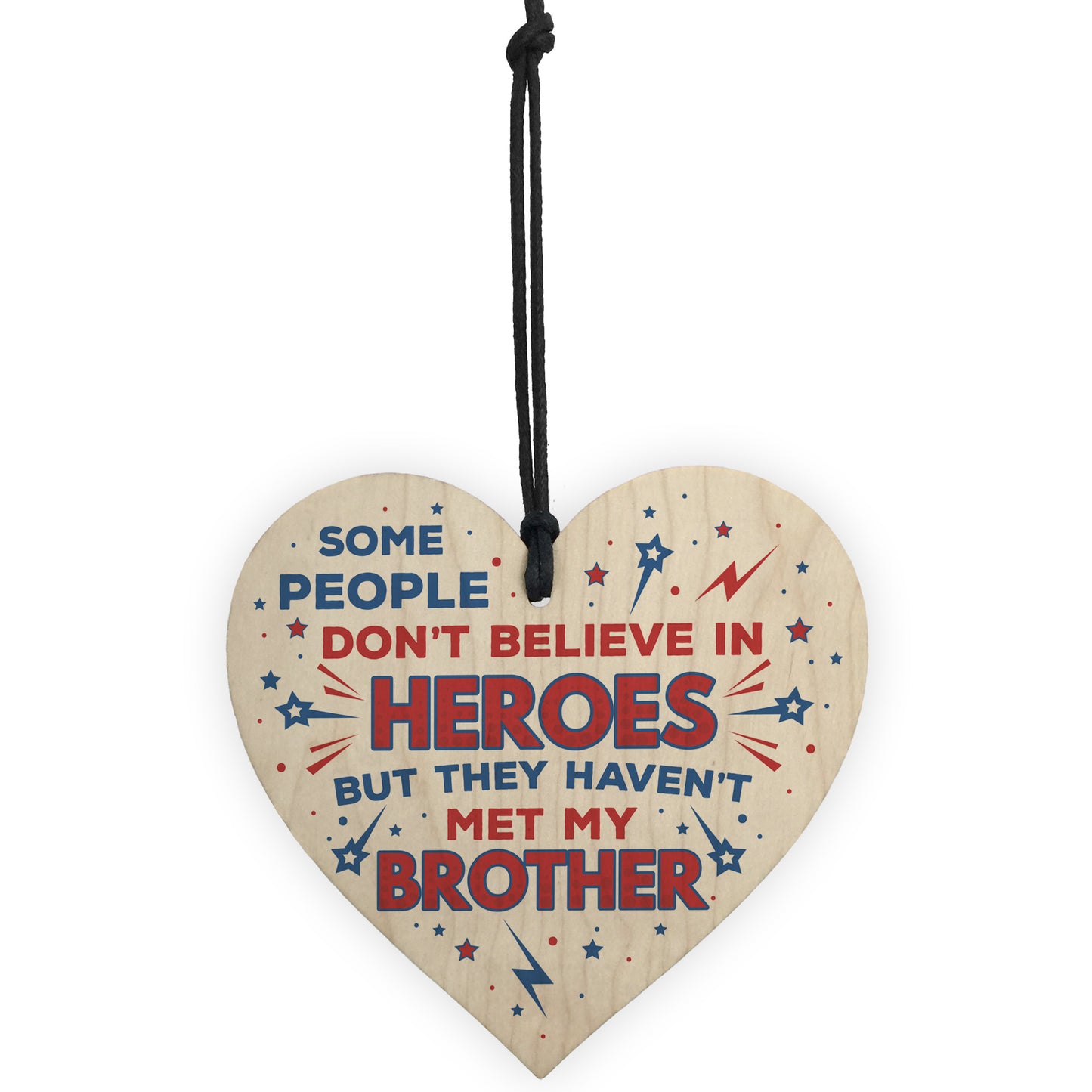 HERO BROTHER Gift For Birthday Christmas Wooden Heart Plaque