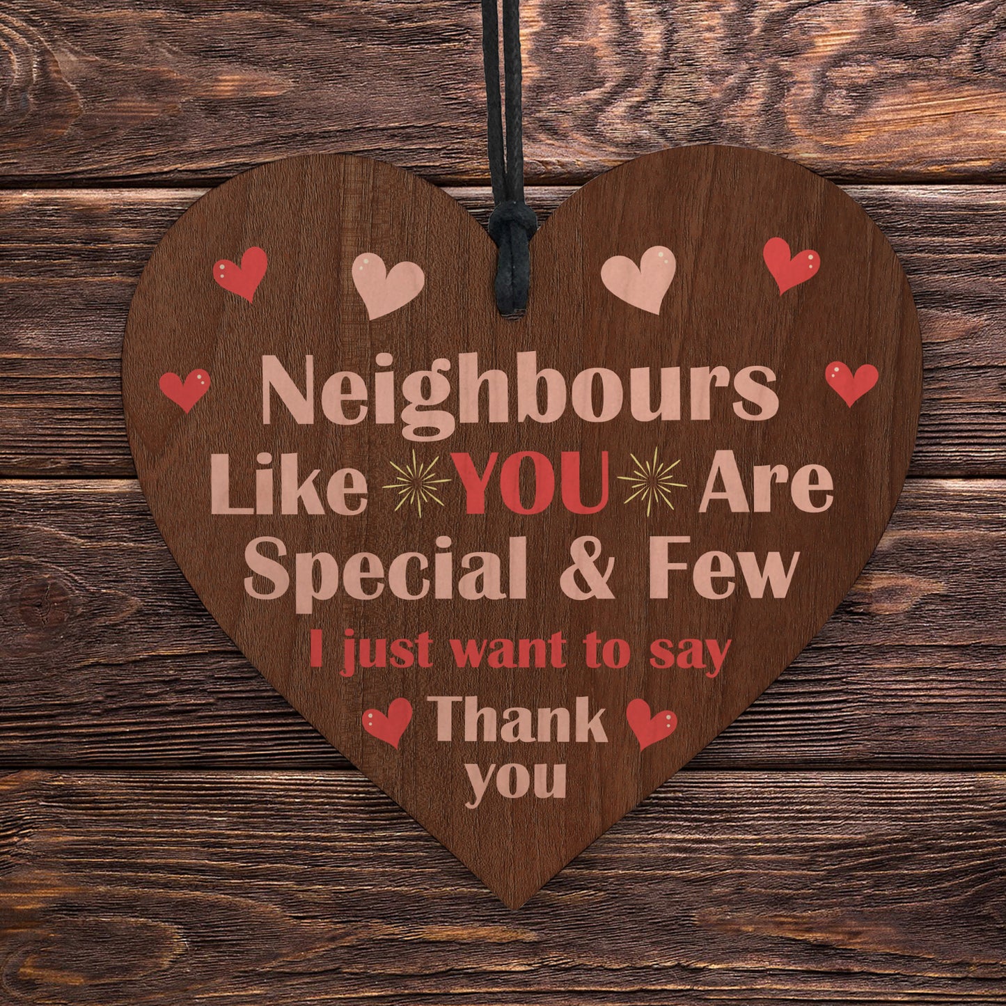 Friendship Gift For Neighbour Wood Heart Neighbour Birthday
