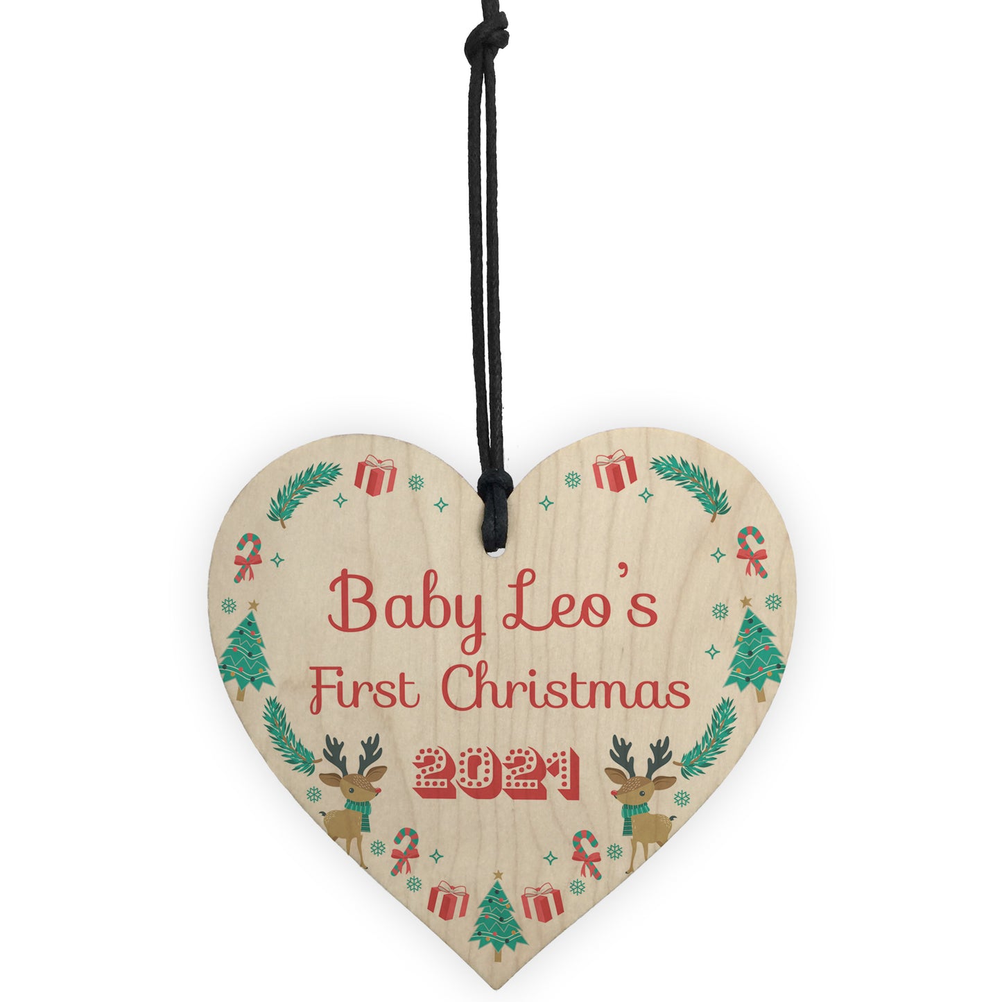 Babys 1st Christmas Bauble Tree Decoration Personalised Heart