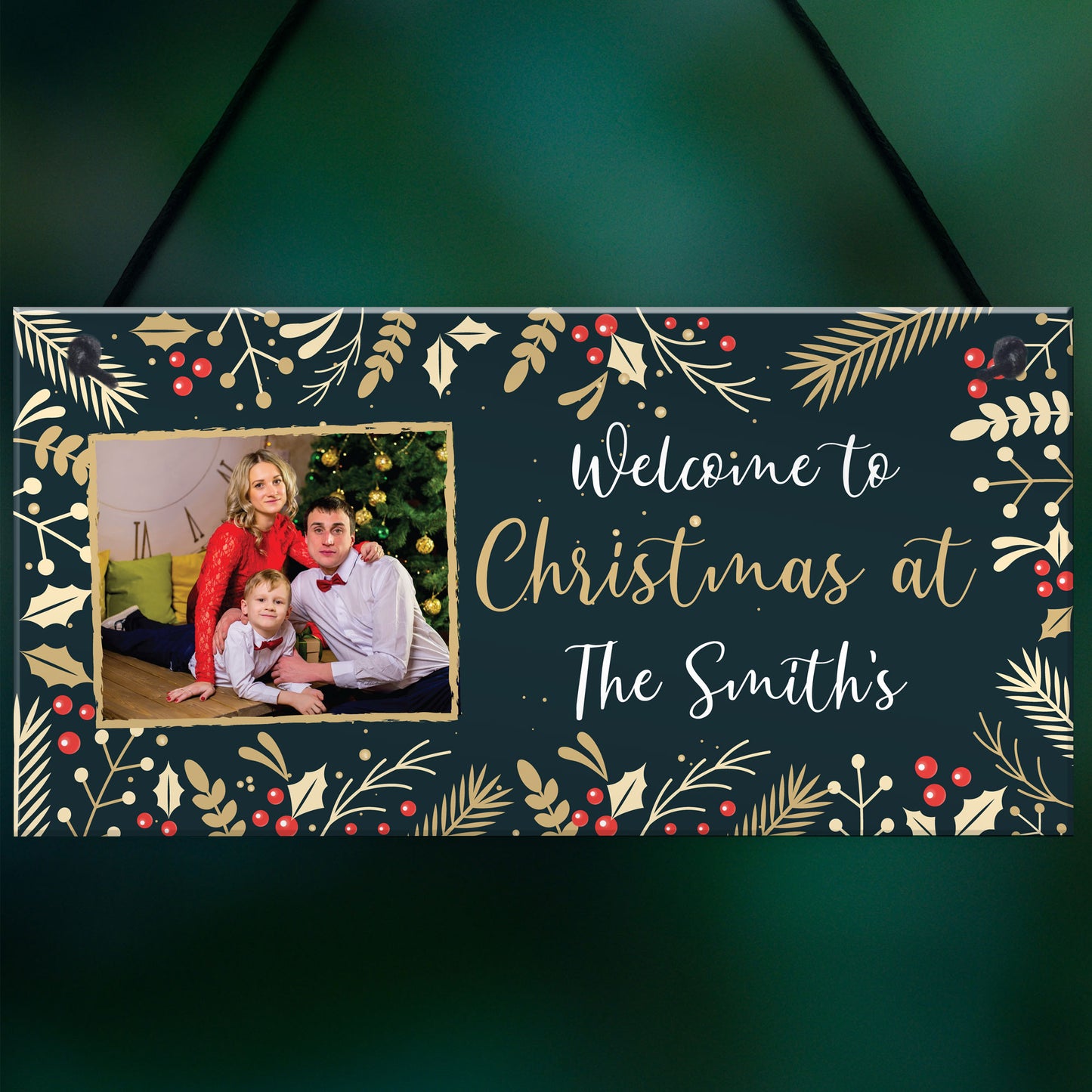 Personalised Photo Plaque Welcome To Christmas Sign Family Gift