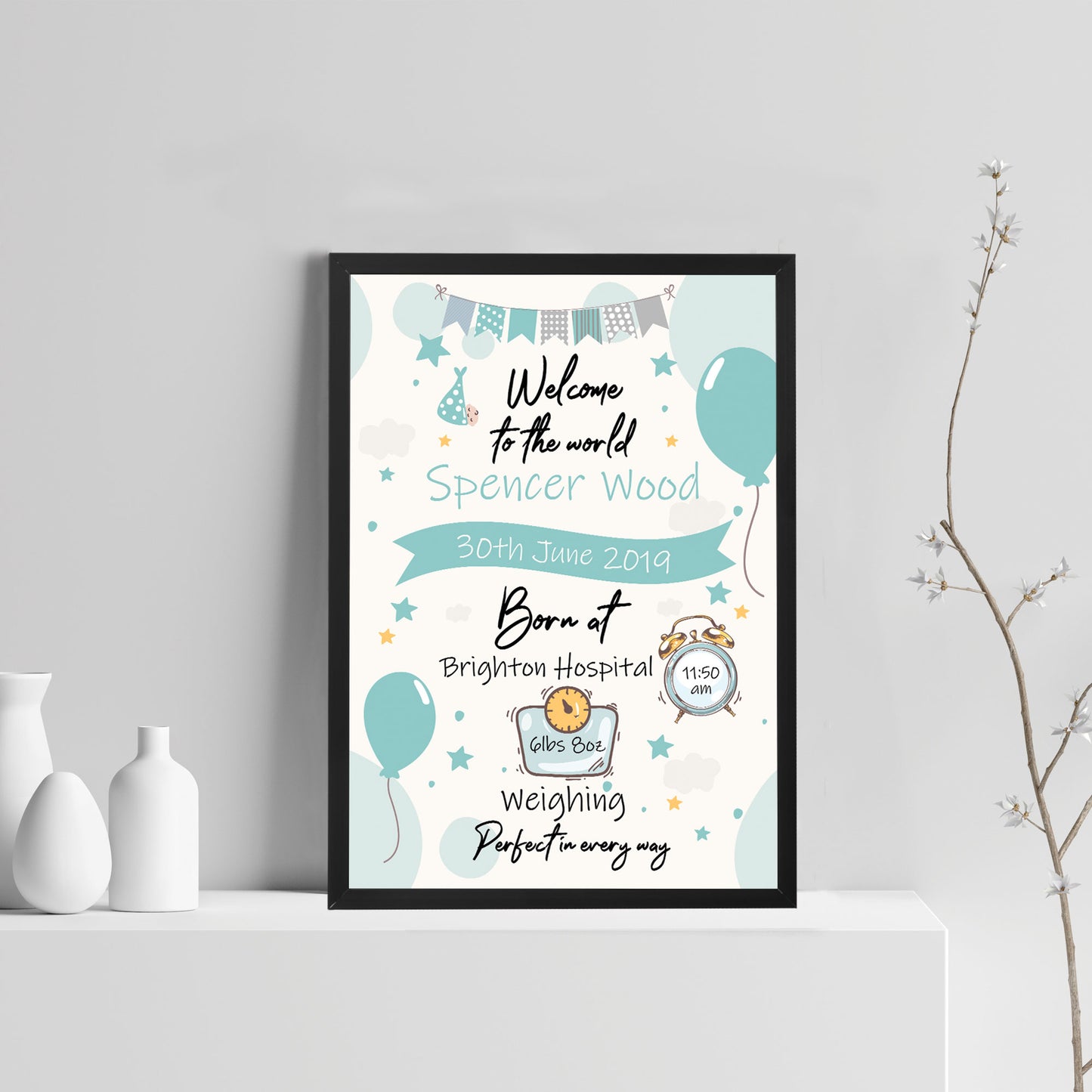 Newborn Baby Gift Baby Boy Christening Gift Baby Nursery Print
