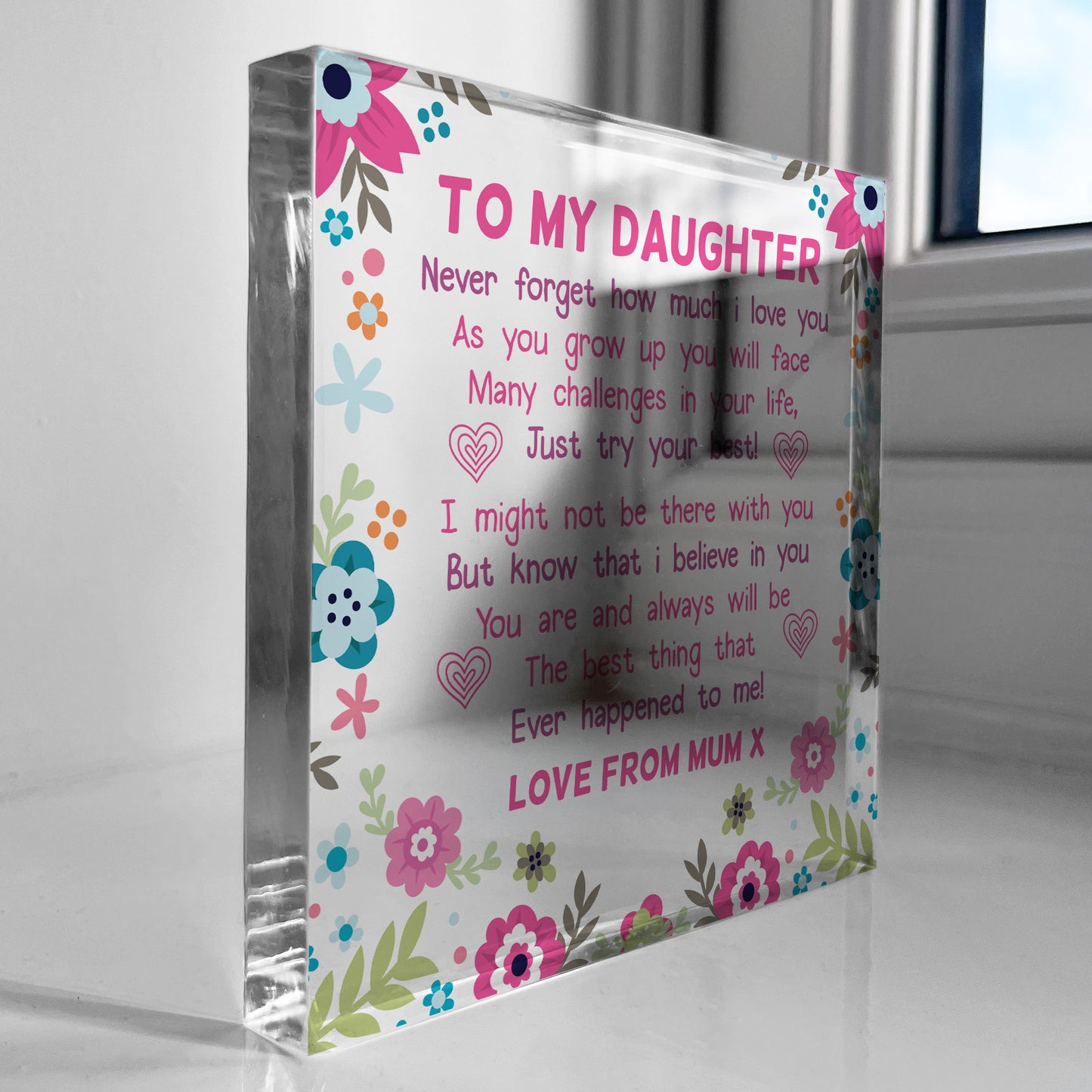 Daughter Gifts From Mum Acrylic Freestanding Keepsake Plaque