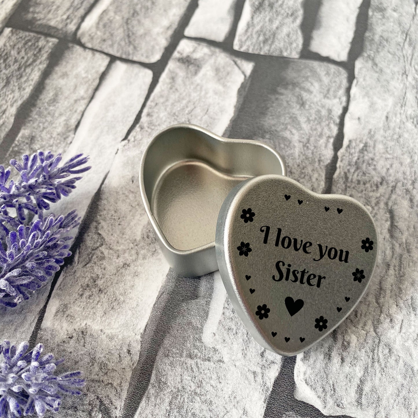 Silver Heart Tin Sister Gift Christmas Birthday Present