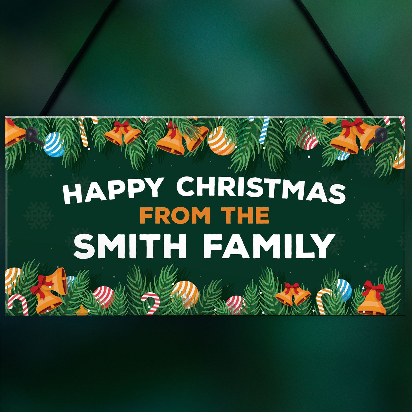 Happy Christmas Sign Personalised Family Plaque Christmas Sign