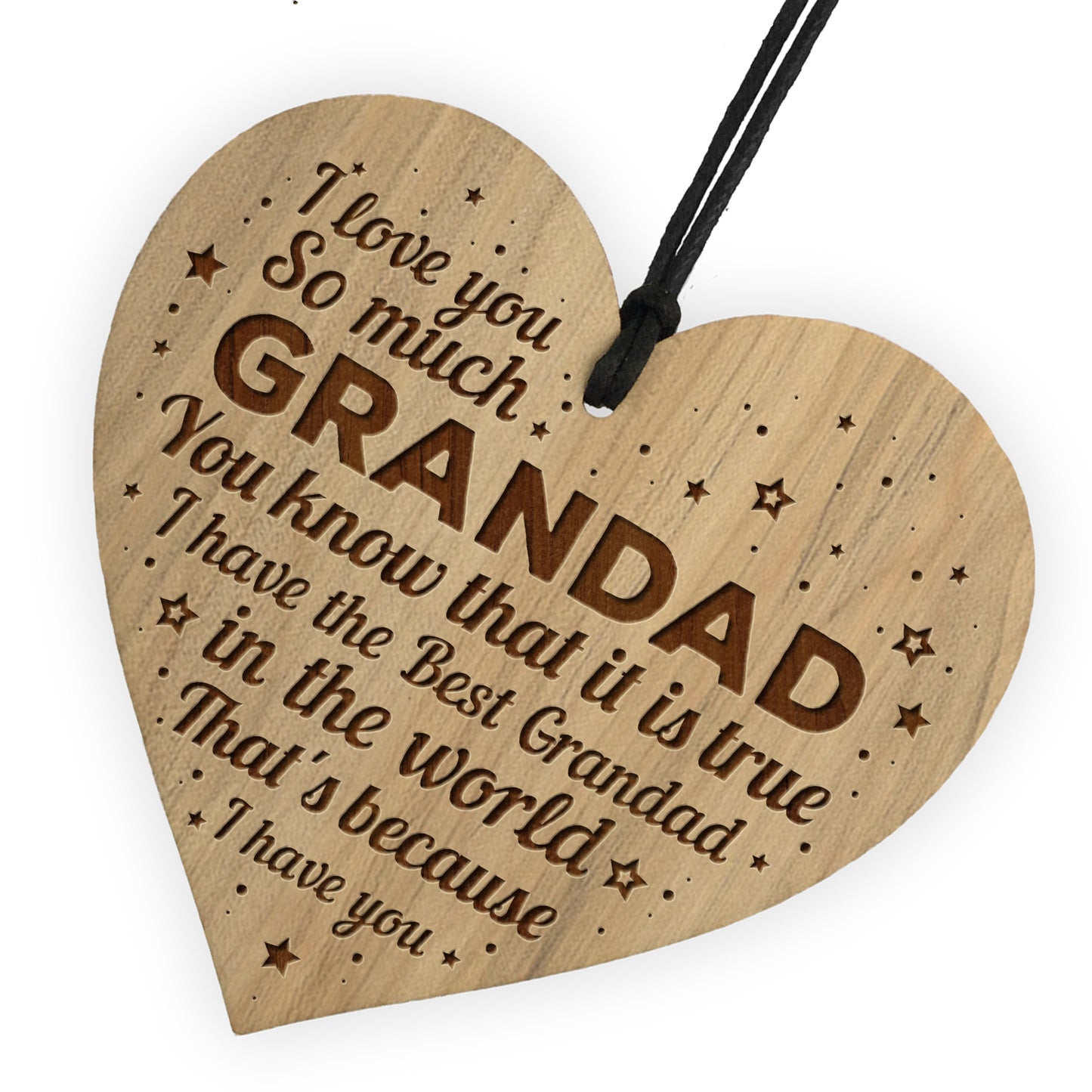 Novelty Grandad Gift LOVE YOU Engraved Heart Grandad Birthday