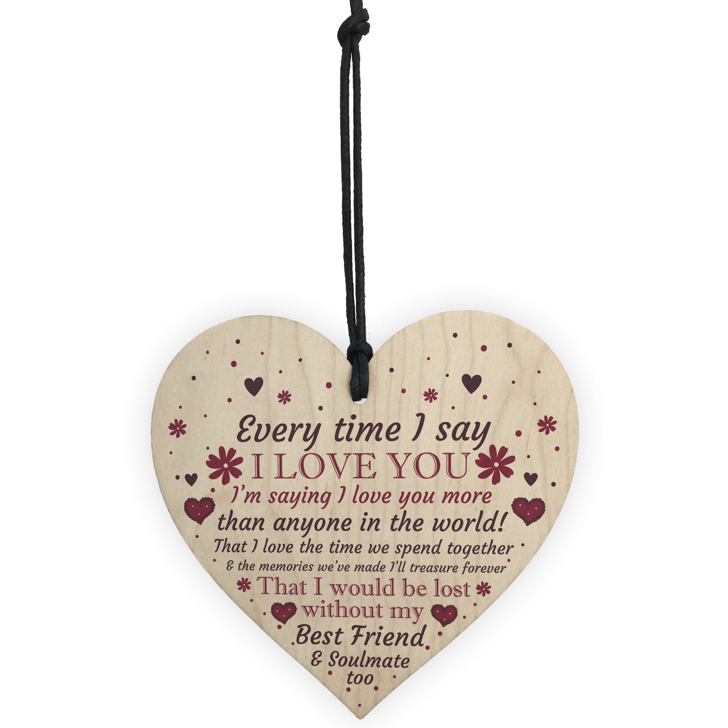Soulmate Anniversary Gift Wood Heart Plaque Valentines Birthday