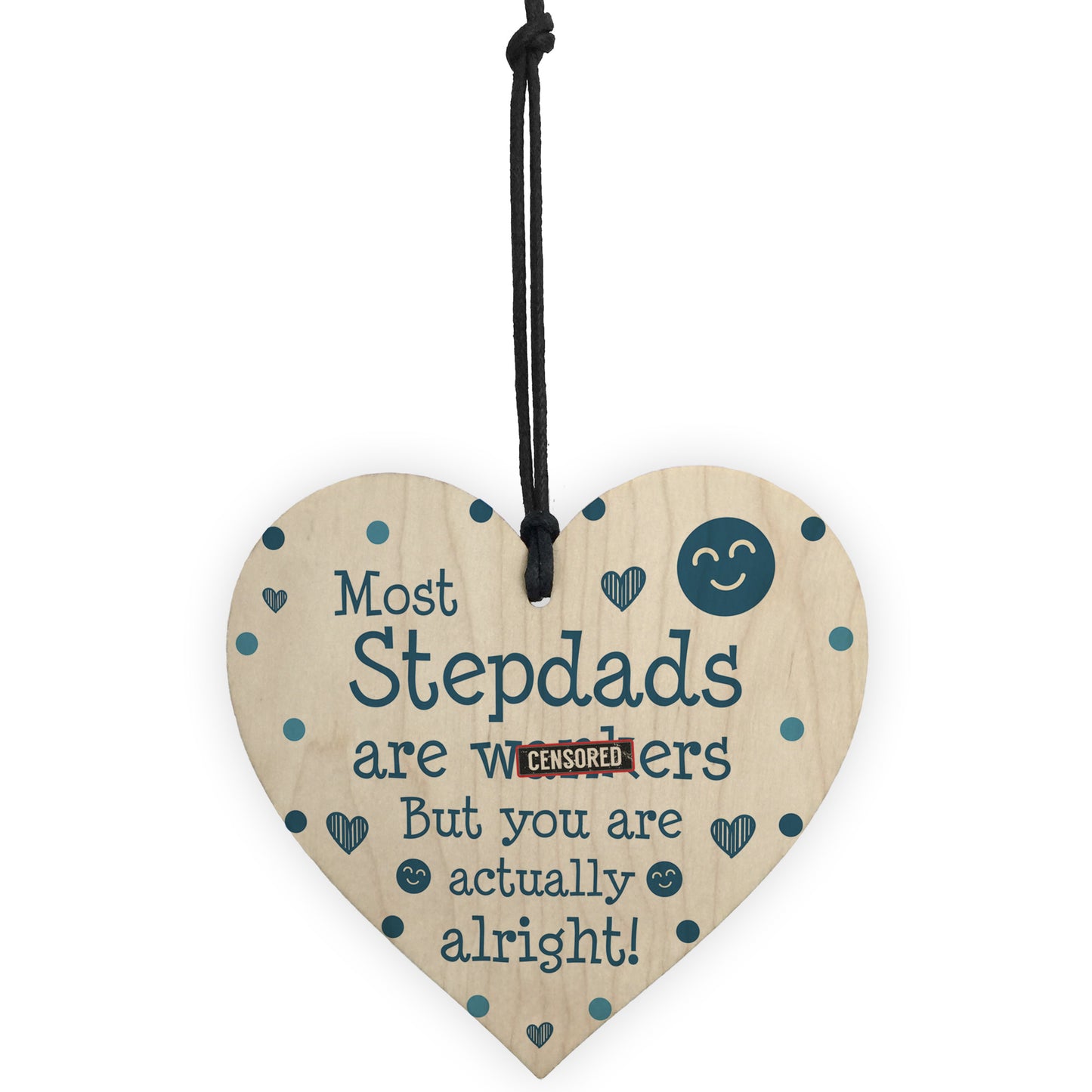Joke Stepdad Gift Wood Heart Fathers Day Birthday Gift Funny