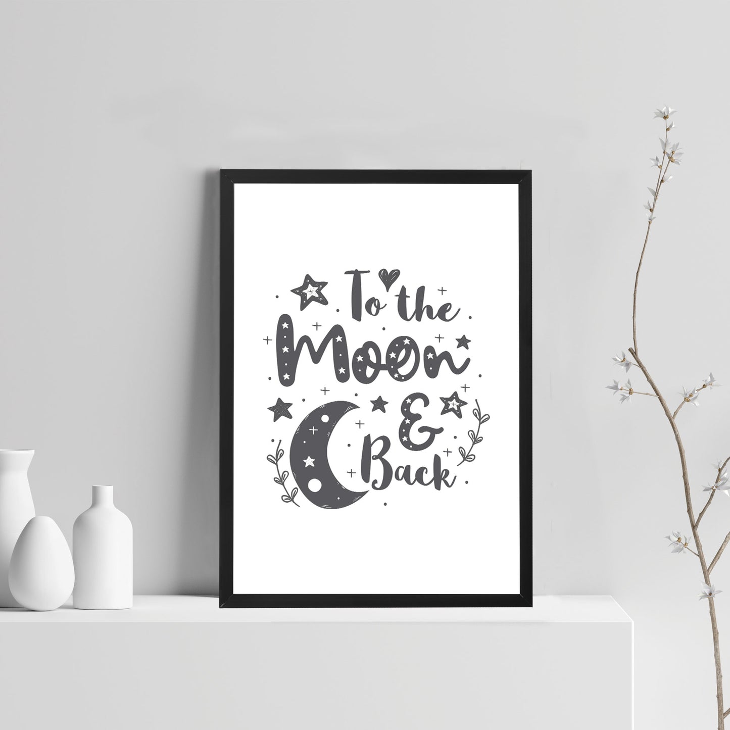 White Grey Nursery Framed Prints / Wall Art Baby Room Nursery